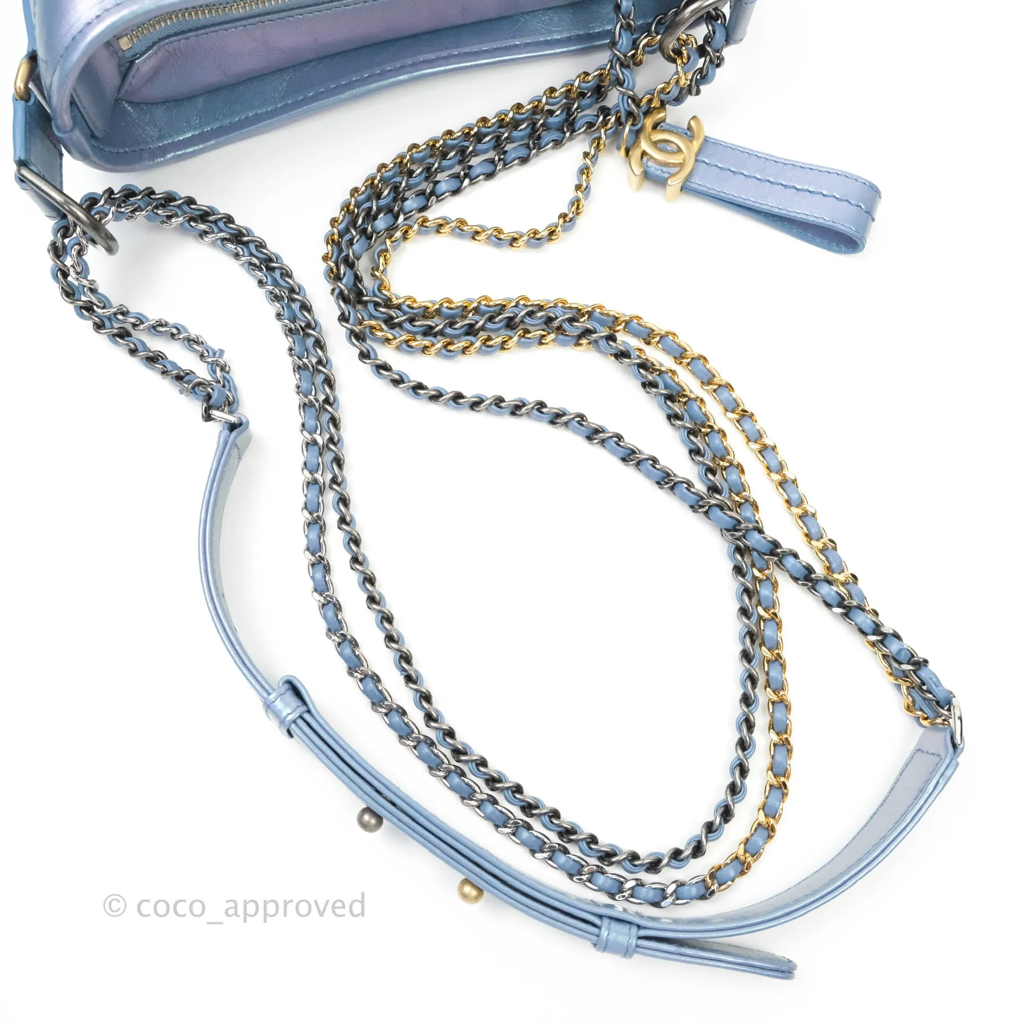 Chanel Small Gabrielle Hobo Iridescent Blue Mixed Hardware