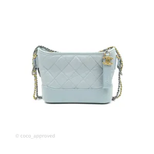 Chanel Small Gabrielle Hobo Light Blue Grey Aged Calfskin Mixed Hardware