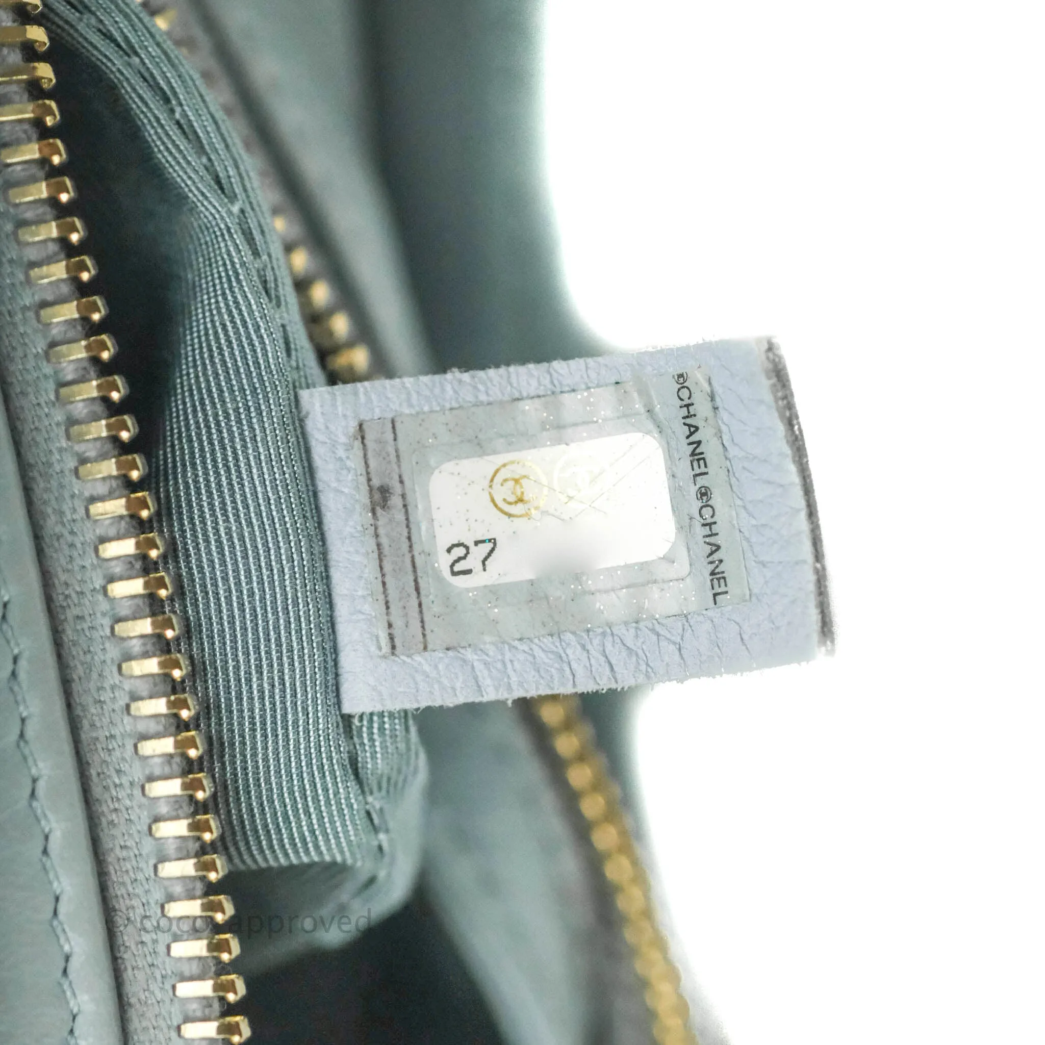 Chanel Small Gabrielle Hobo Light Blue Grey Aged Calfskin Mixed Hardware