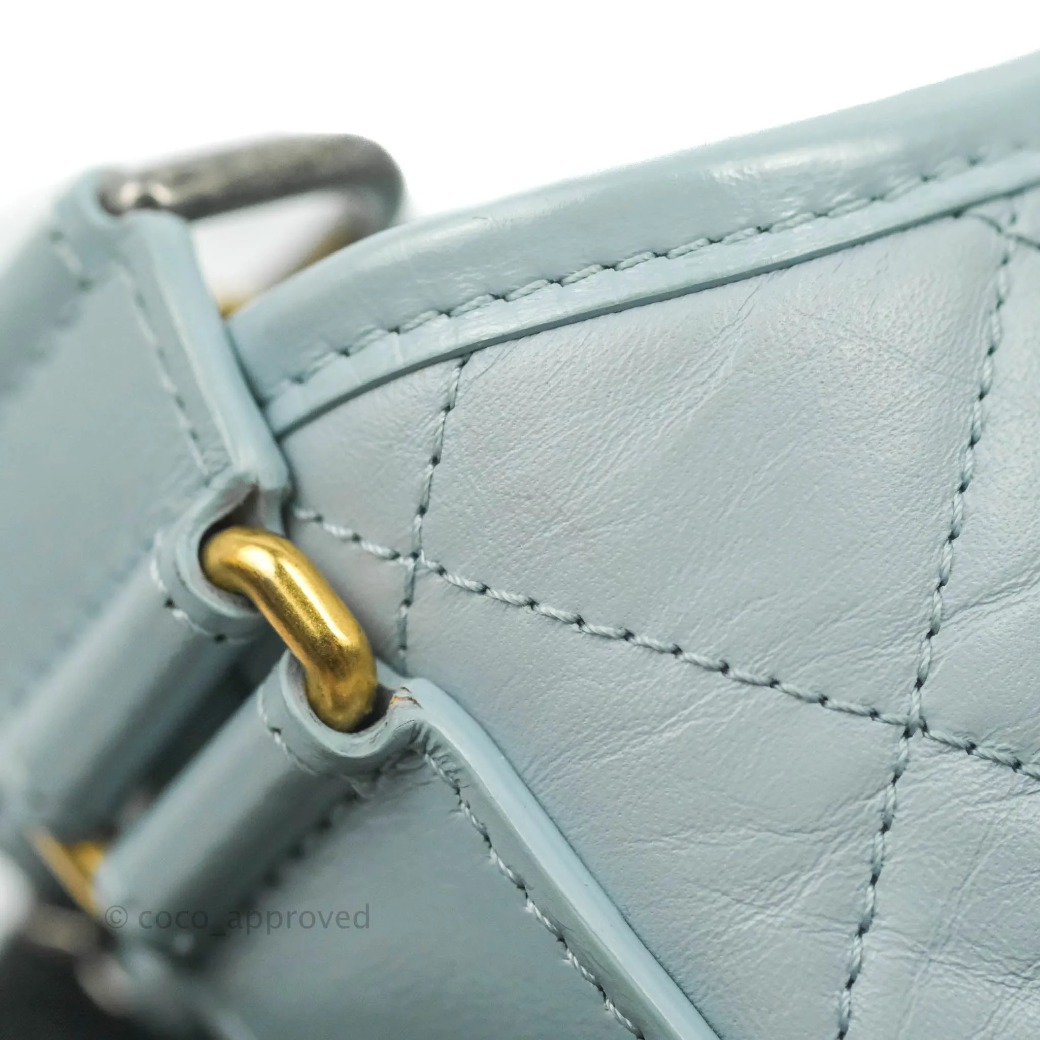 Chanel Small Gabrielle Hobo Light Blue Grey Aged Calfskin Mixed Hardware