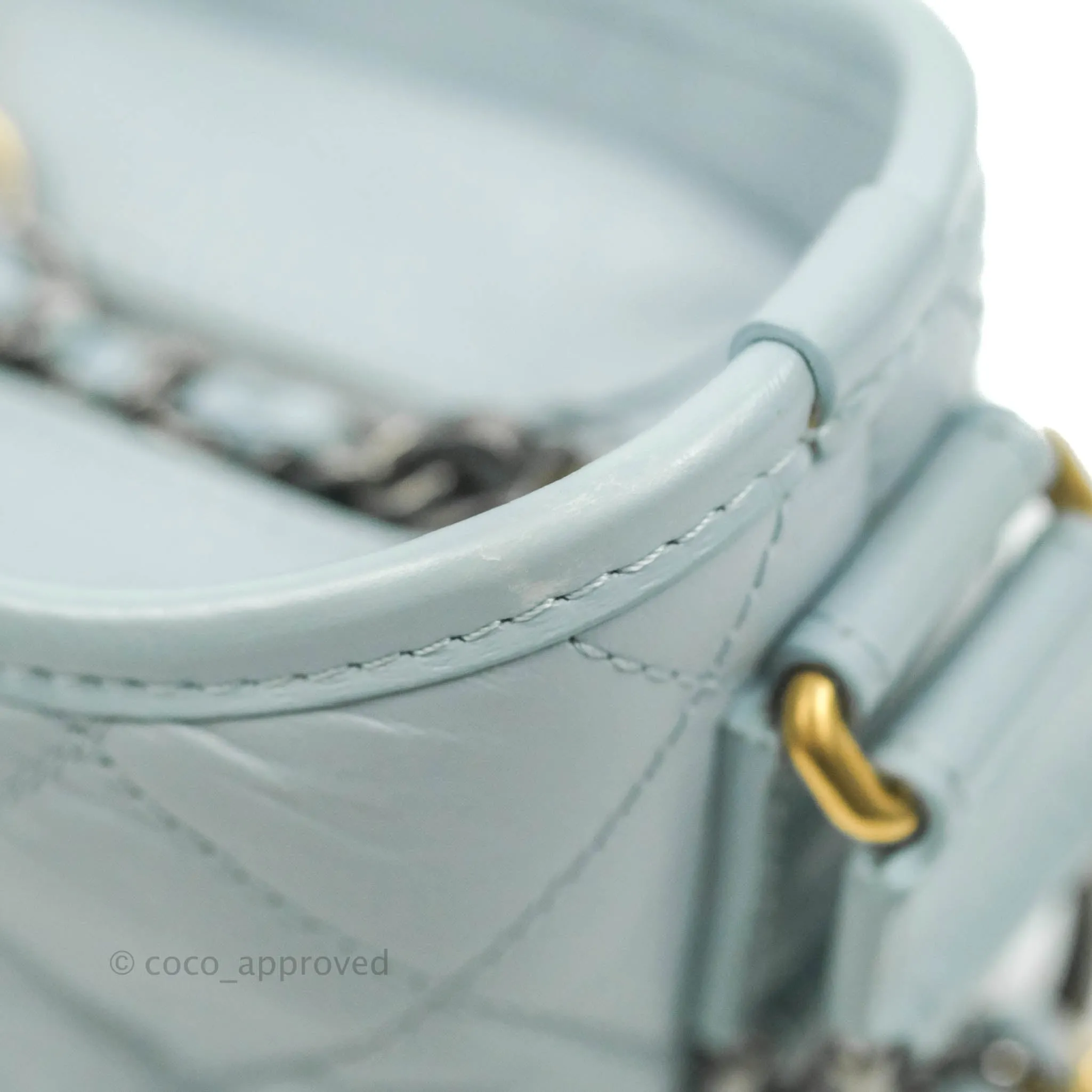 Chanel Small Gabrielle Hobo Light Blue Grey Aged Calfskin Mixed Hardware