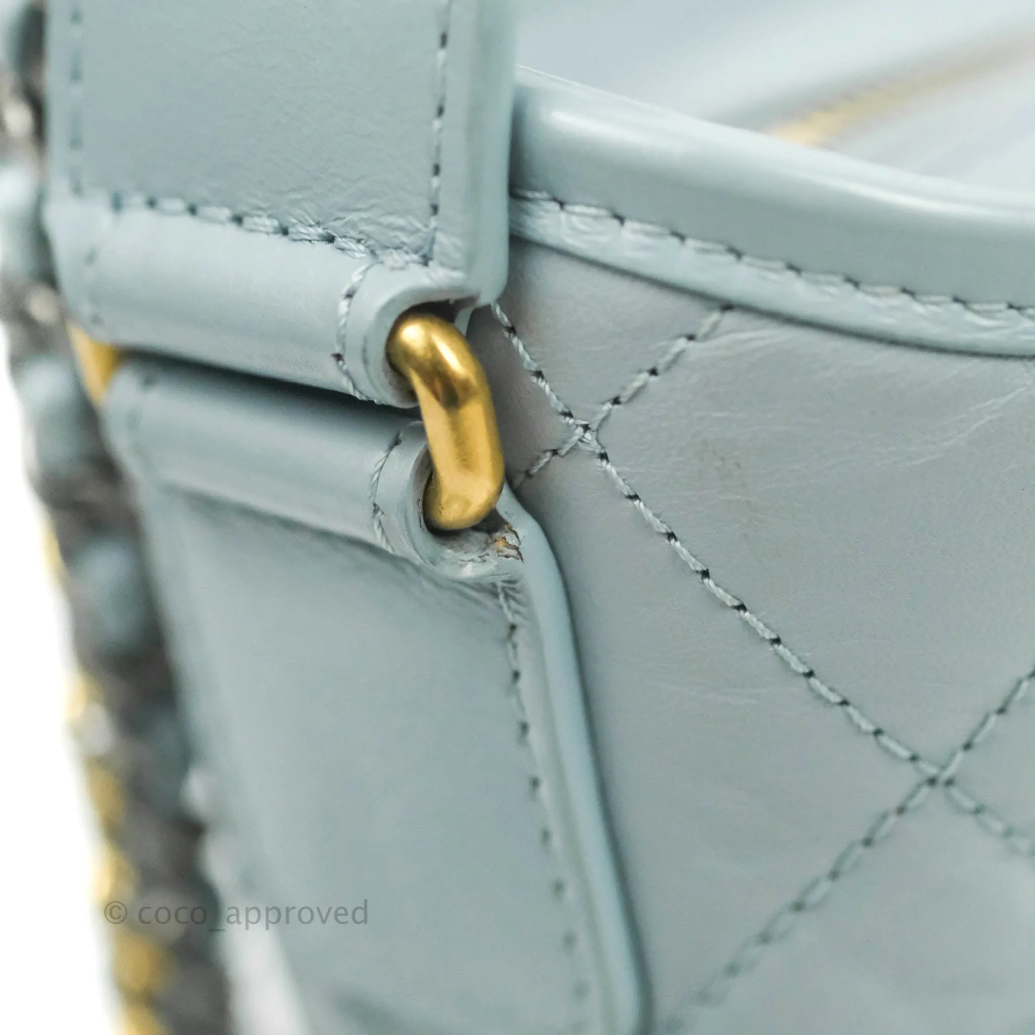 Chanel Small Gabrielle Hobo Light Blue Grey Aged Calfskin Mixed Hardware