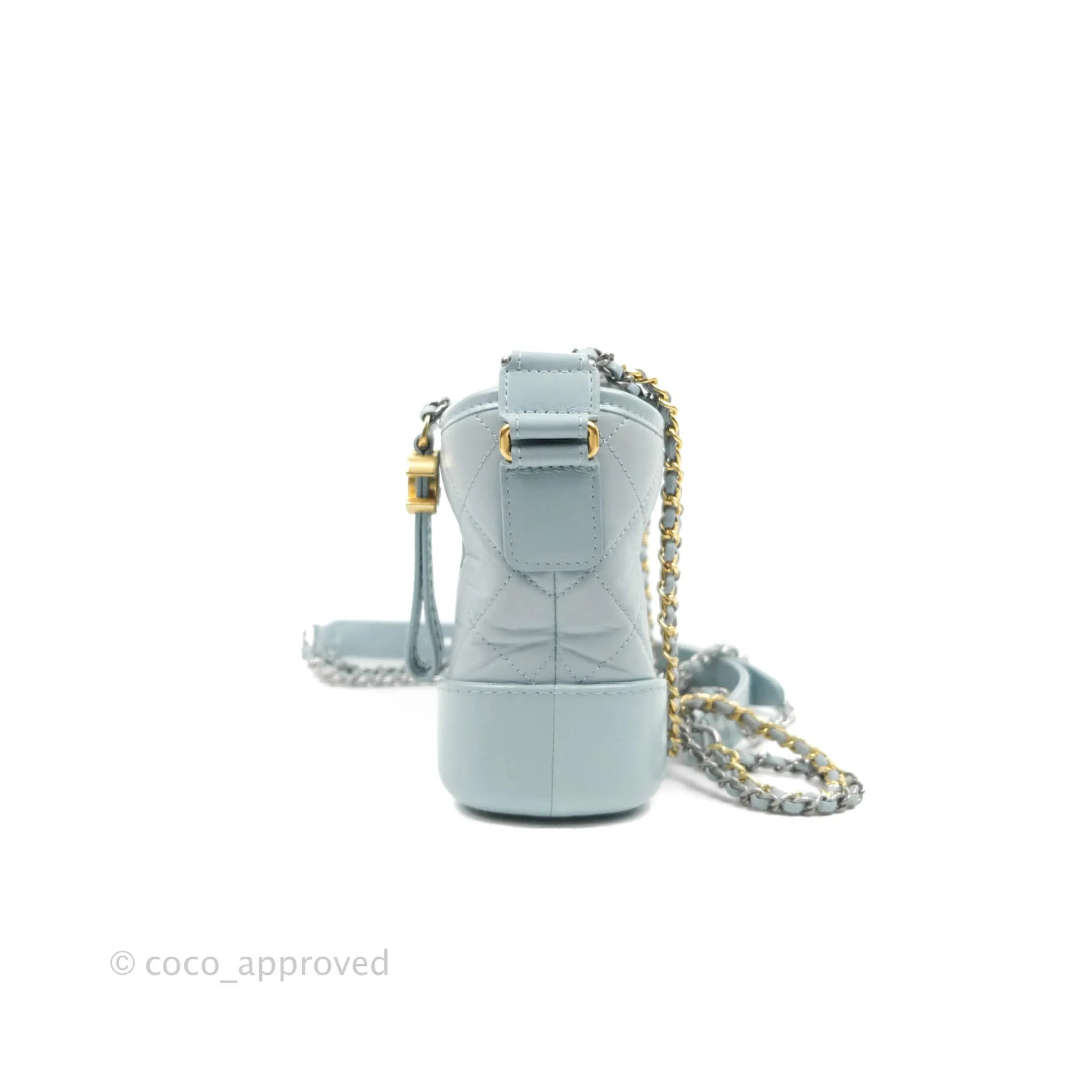 Chanel Small Gabrielle Hobo Light Blue Grey Aged Calfskin Mixed Hardware