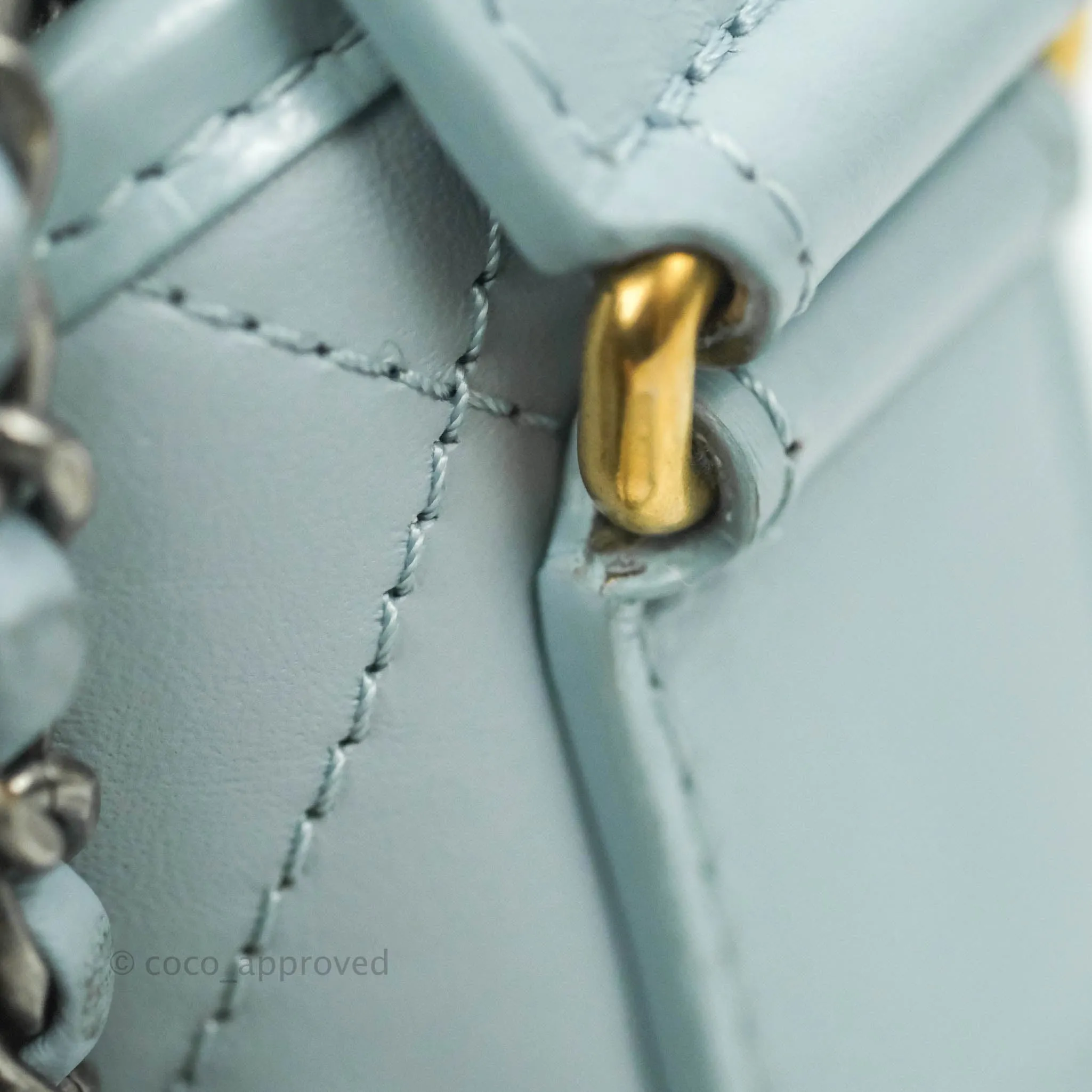 Chanel Small Gabrielle Hobo Light Blue Grey Aged Calfskin Mixed Hardware