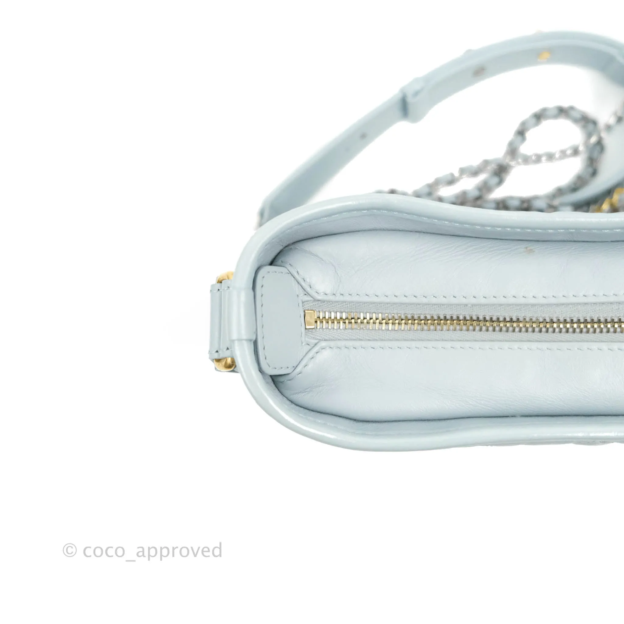 Chanel Small Gabrielle Hobo Light Blue Grey Aged Calfskin Mixed Hardware