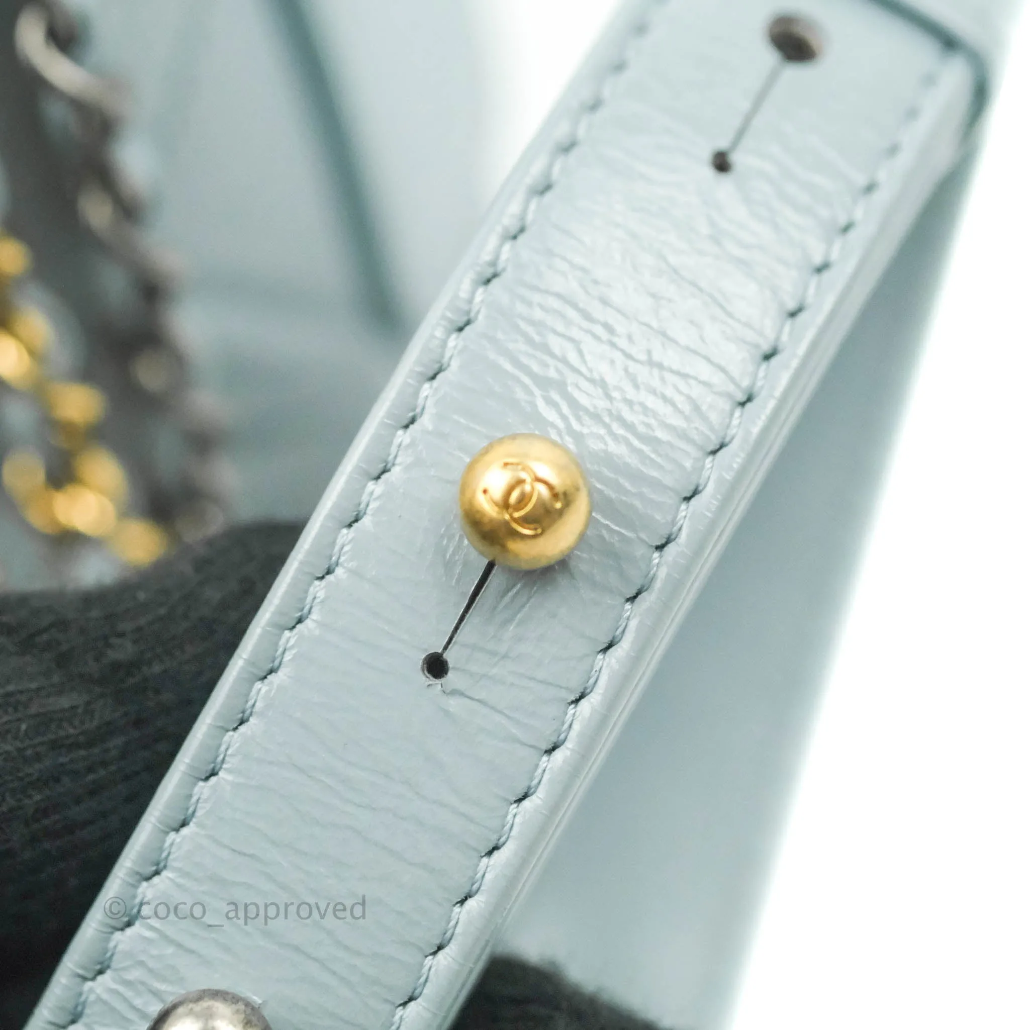 Chanel Small Gabrielle Hobo Light Blue Grey Aged Calfskin Mixed Hardware