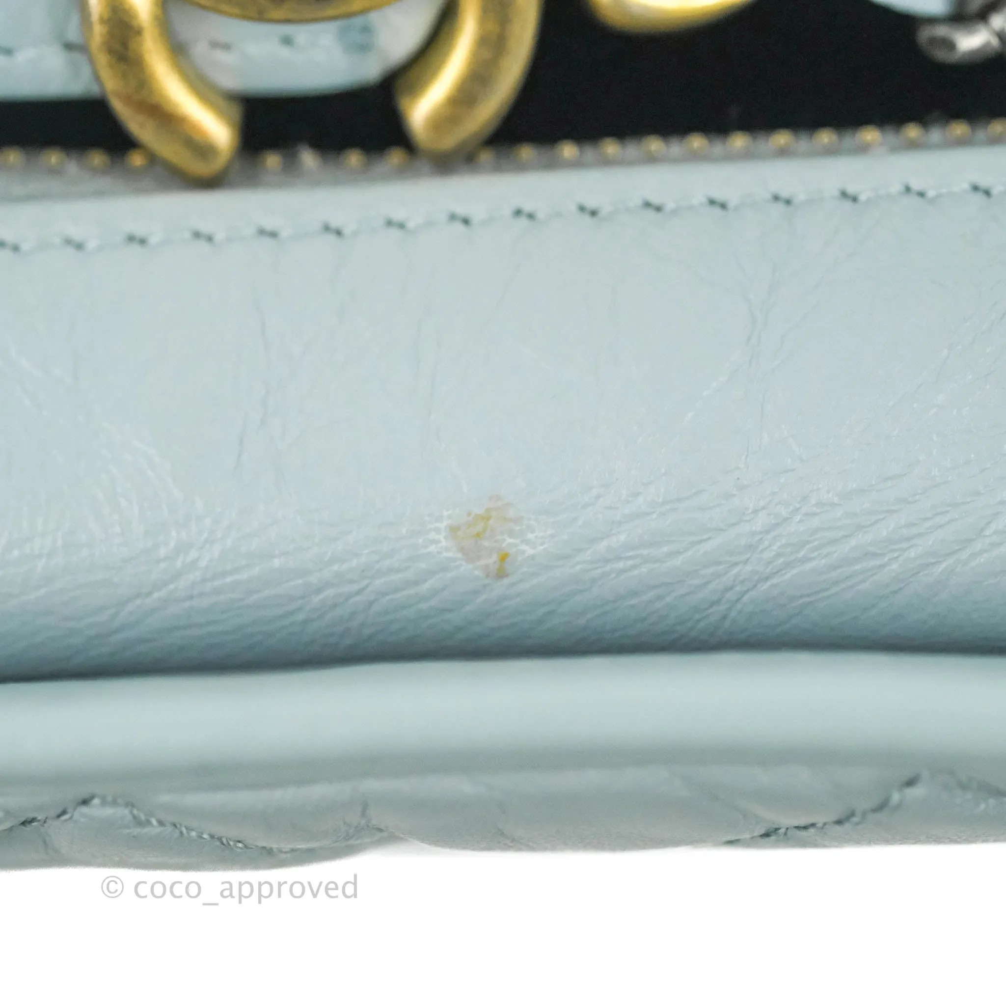 Chanel Small Gabrielle Hobo Light Blue Grey Aged Calfskin Mixed Hardware