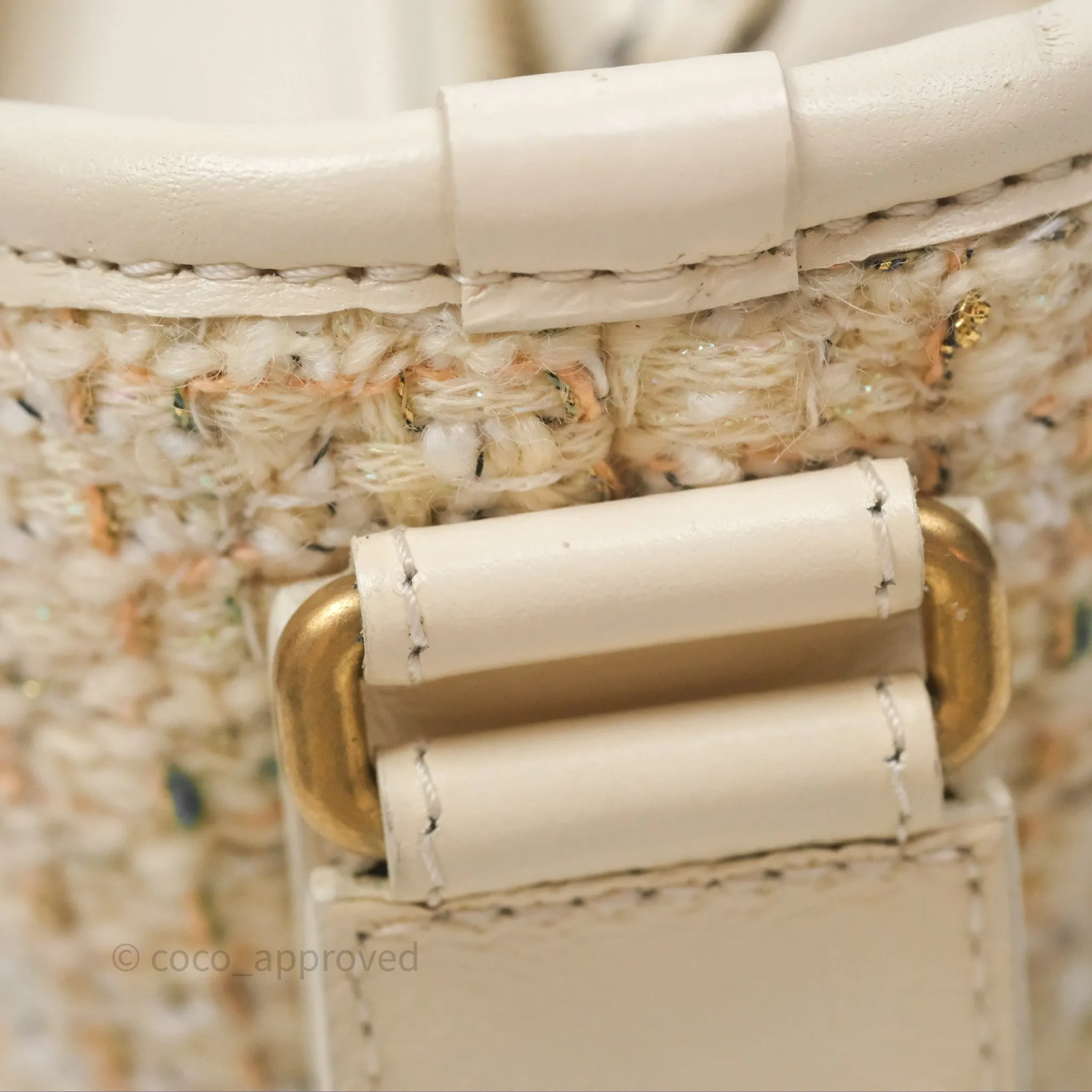 Chanel Small Gabrielle Hobo Quilted Ivory Tweed Aged Calfskin