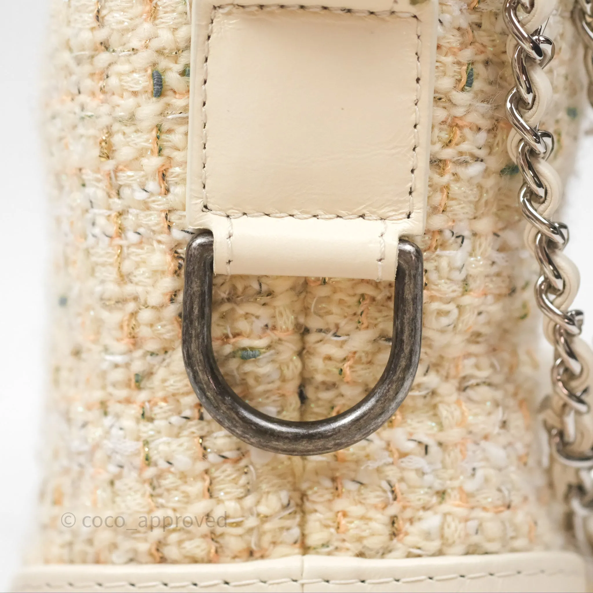 Chanel Small Gabrielle Hobo Quilted Ivory Tweed Aged Calfskin