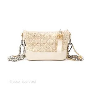 Chanel Small Gabrielle Hobo Quilted Ivory Tweed Aged Calfskin