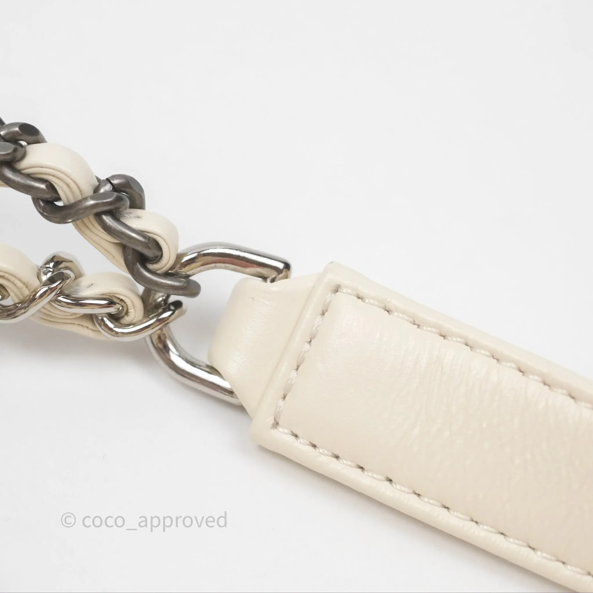 Chanel Small Gabrielle Hobo Quilted Ivory Tweed Aged Calfskin