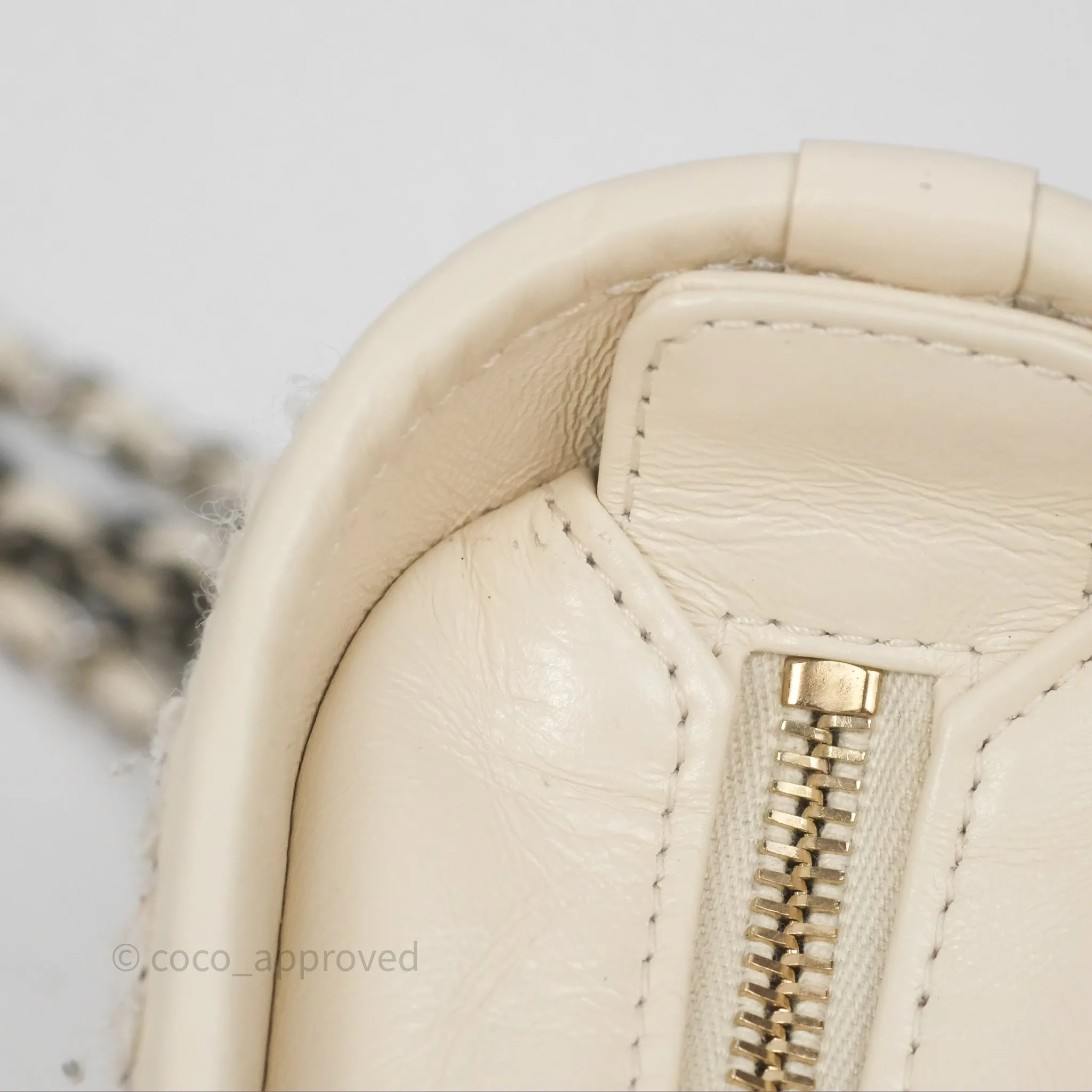 Chanel Small Gabrielle Hobo Quilted Ivory Tweed Aged Calfskin