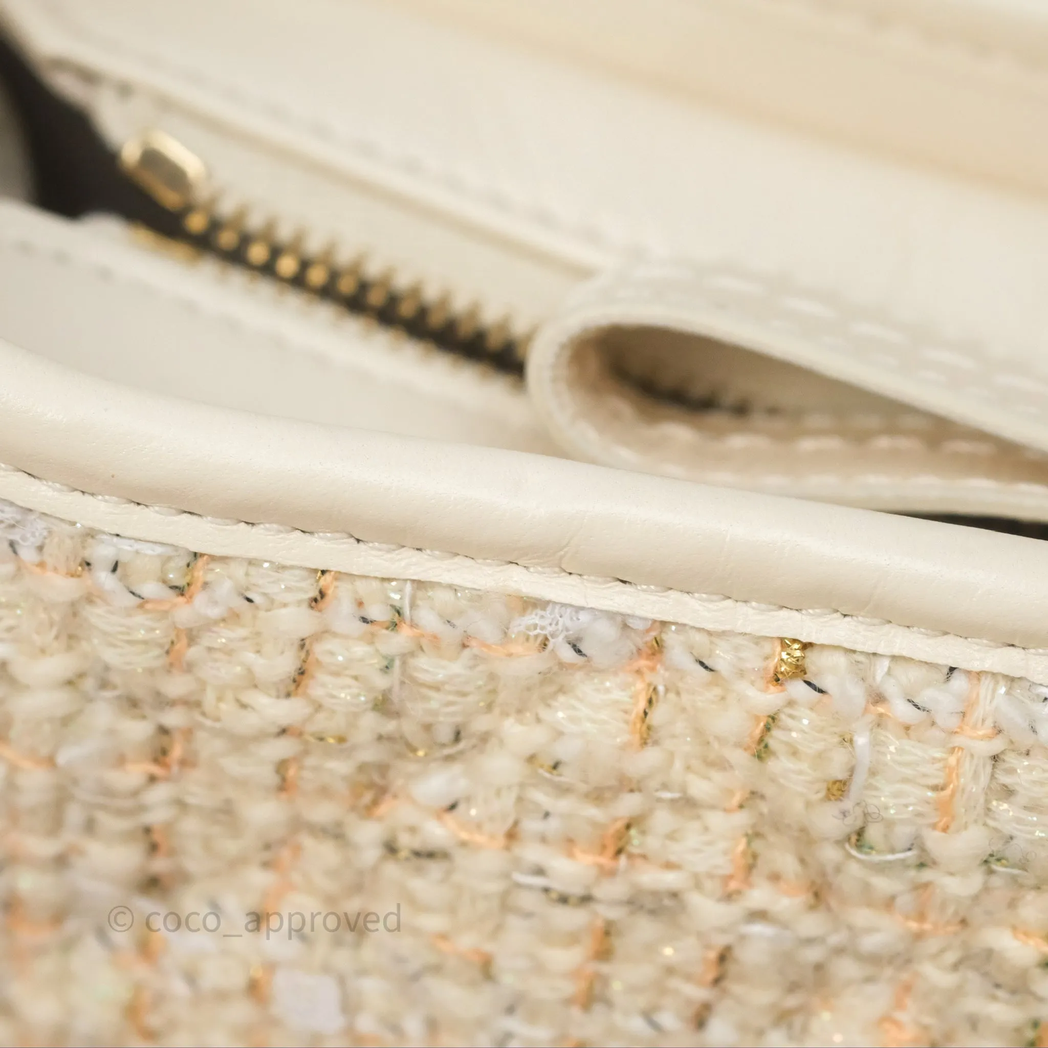 Chanel Small Gabrielle Hobo Quilted Ivory Tweed Aged Calfskin