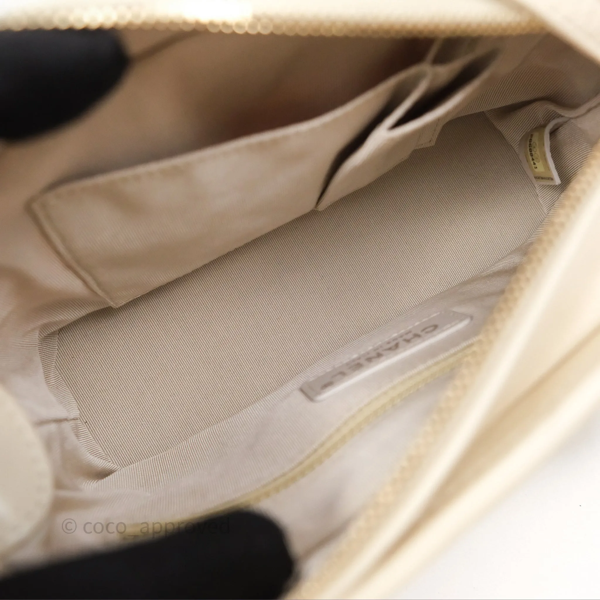 Chanel Small Gabrielle Hobo Quilted Ivory Tweed Aged Calfskin
