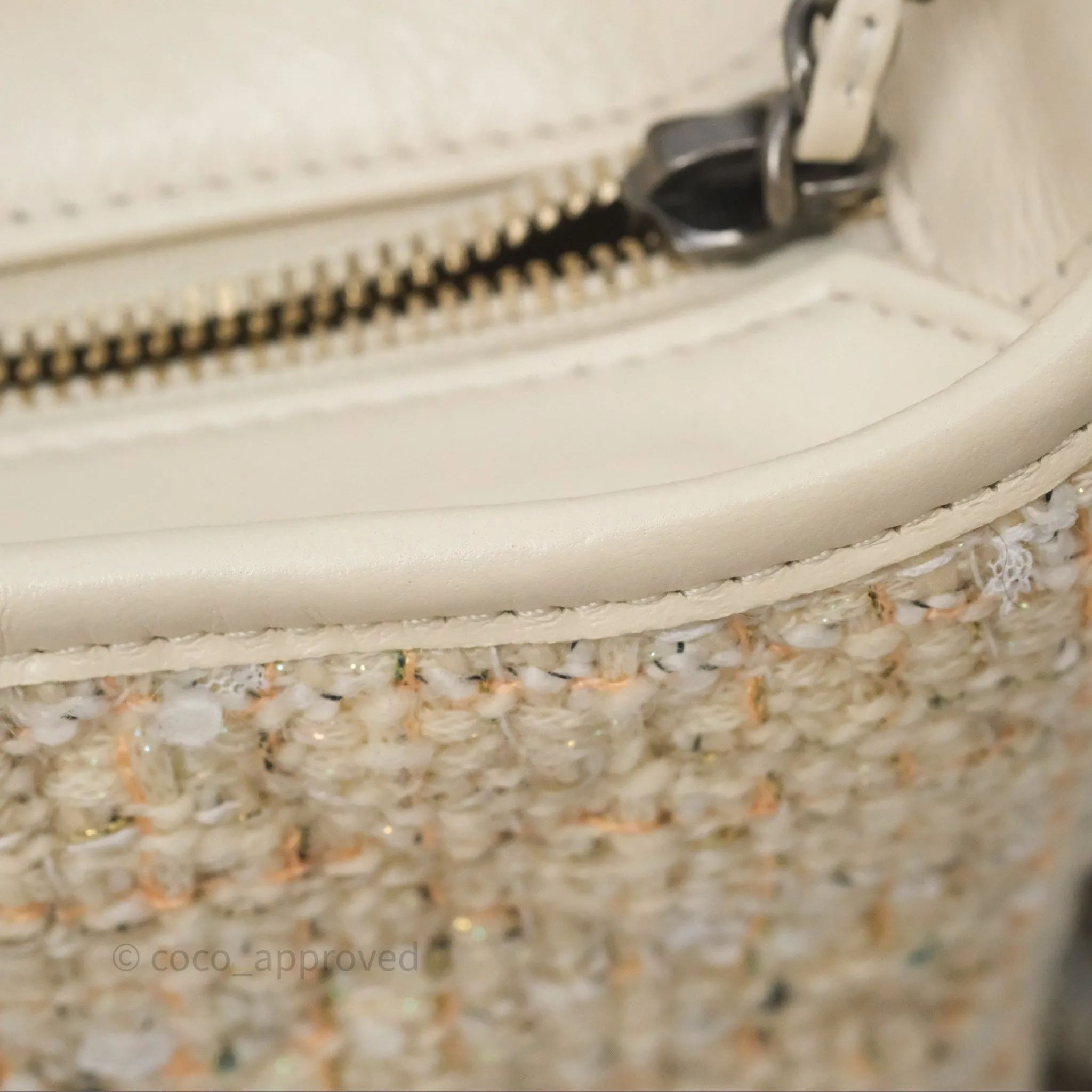 Chanel Small Gabrielle Hobo Quilted Ivory Tweed Aged Calfskin