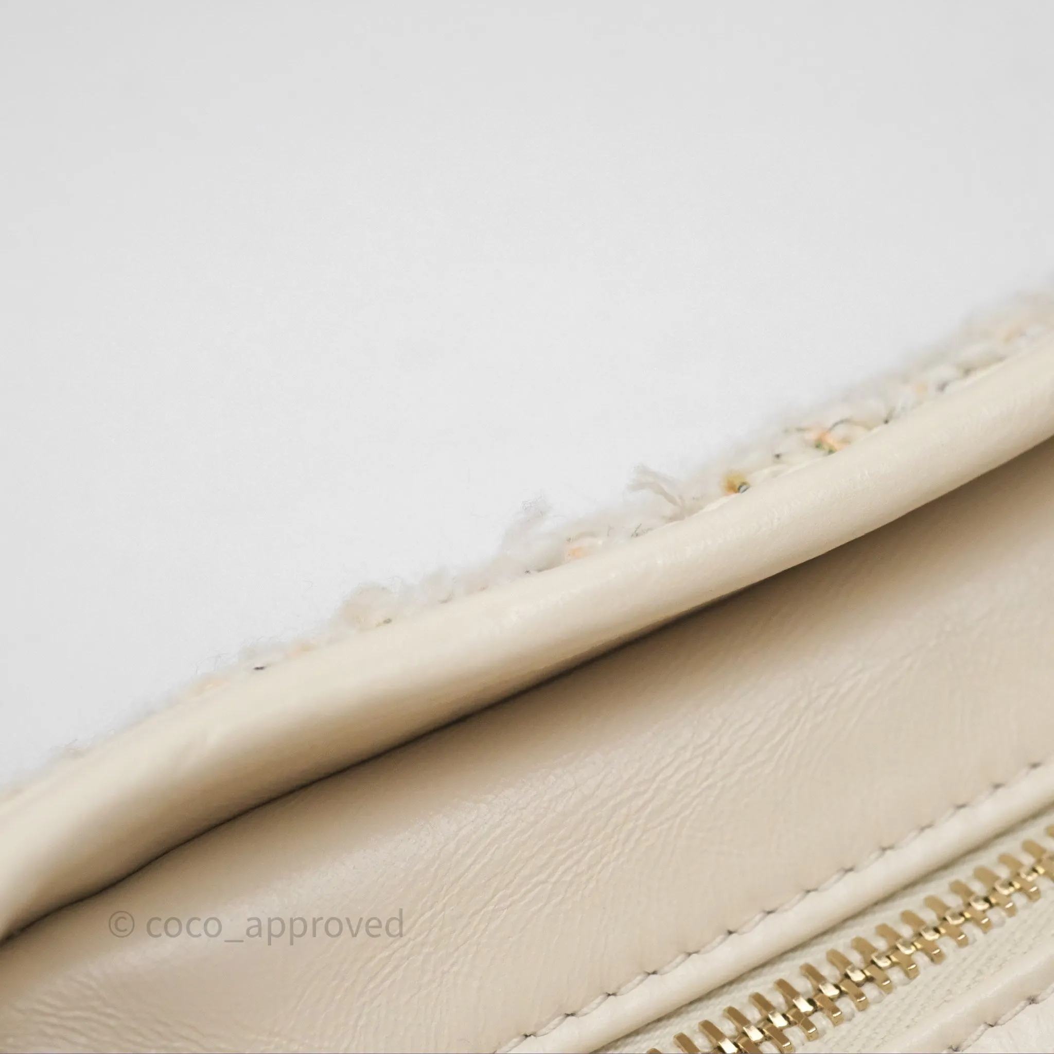 Chanel Small Gabrielle Hobo Quilted Ivory Tweed Aged Calfskin