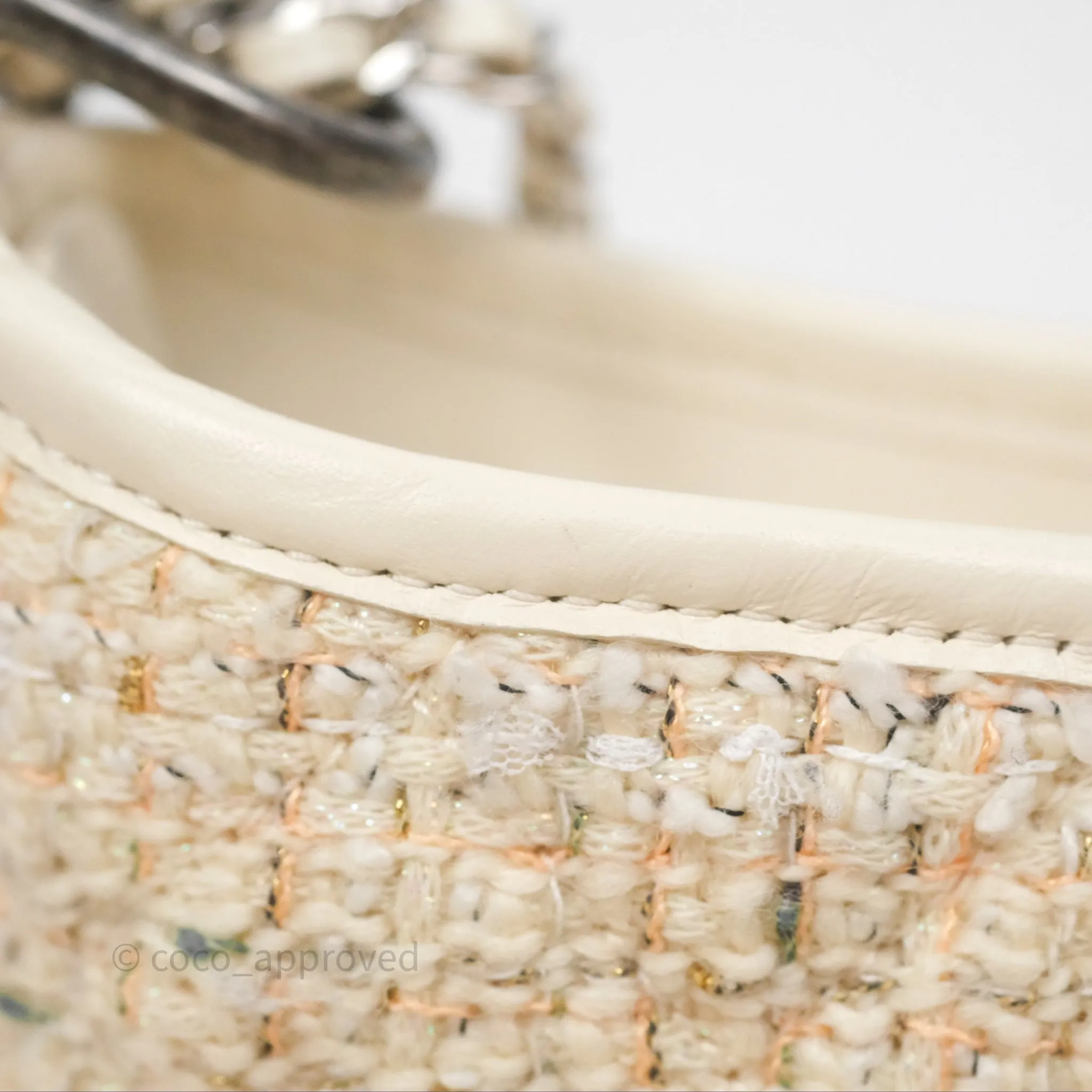 Chanel Small Gabrielle Hobo Quilted Ivory Tweed Aged Calfskin