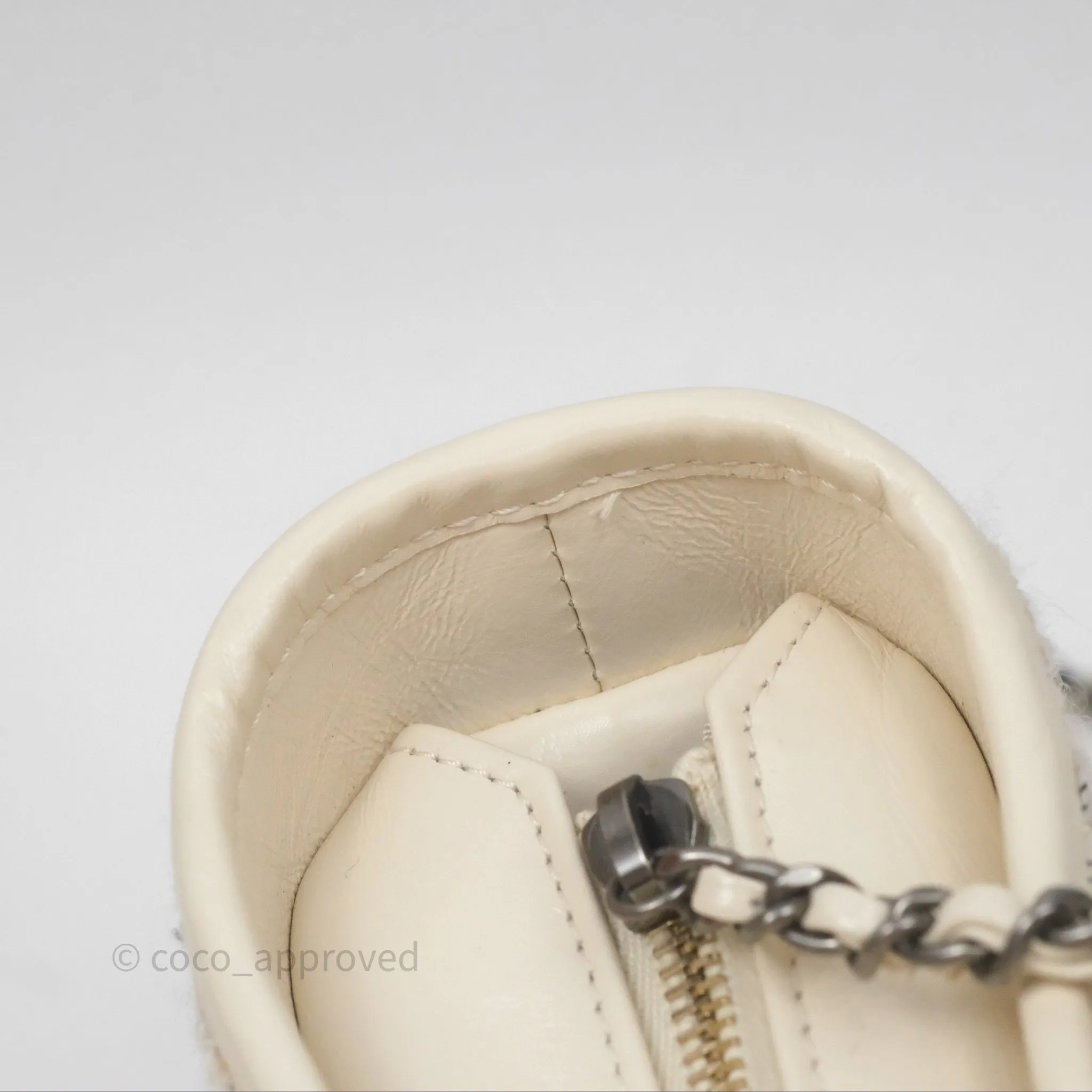 Chanel Small Gabrielle Hobo Quilted Ivory Tweed Aged Calfskin