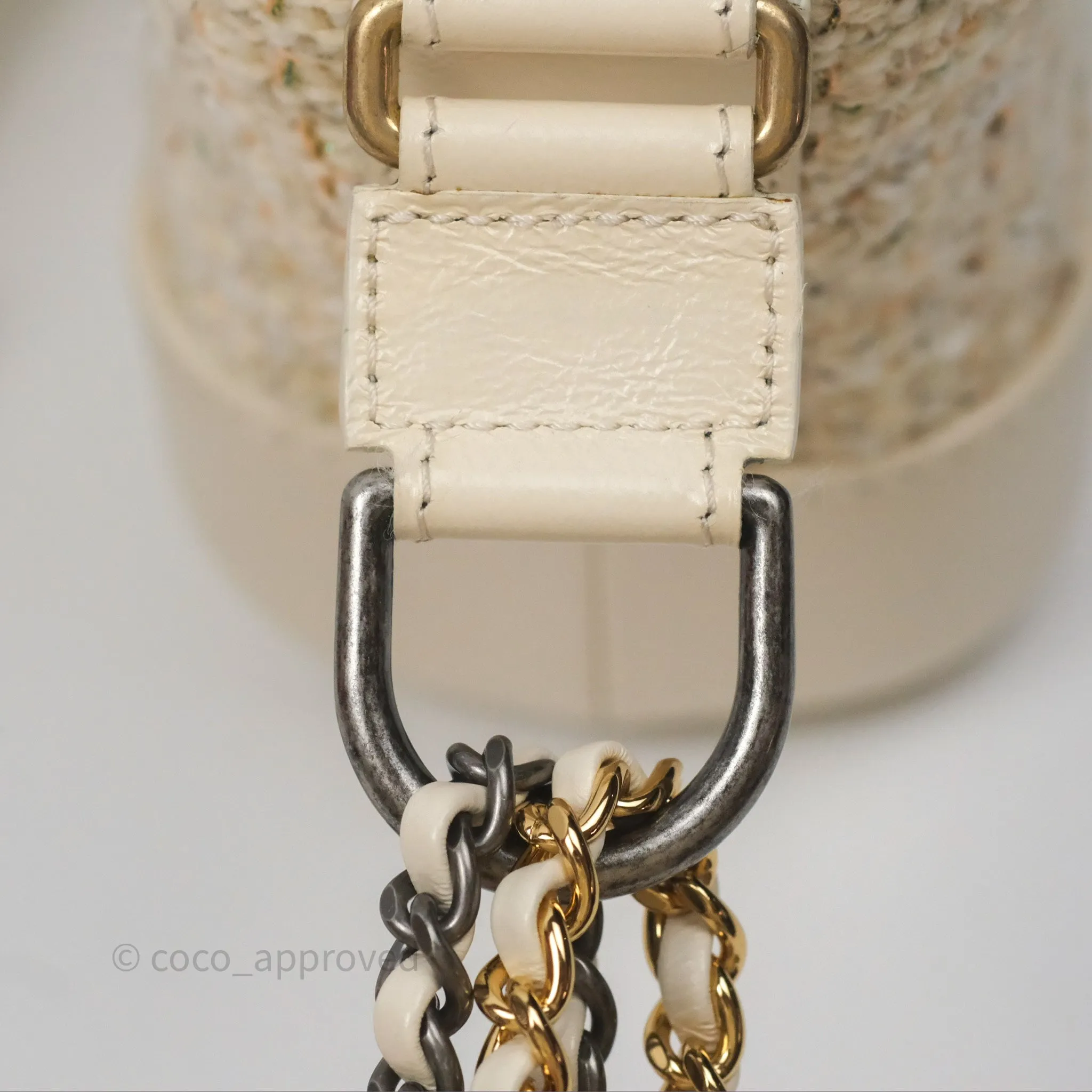 Chanel Small Gabrielle Hobo Quilted Ivory Tweed Aged Calfskin