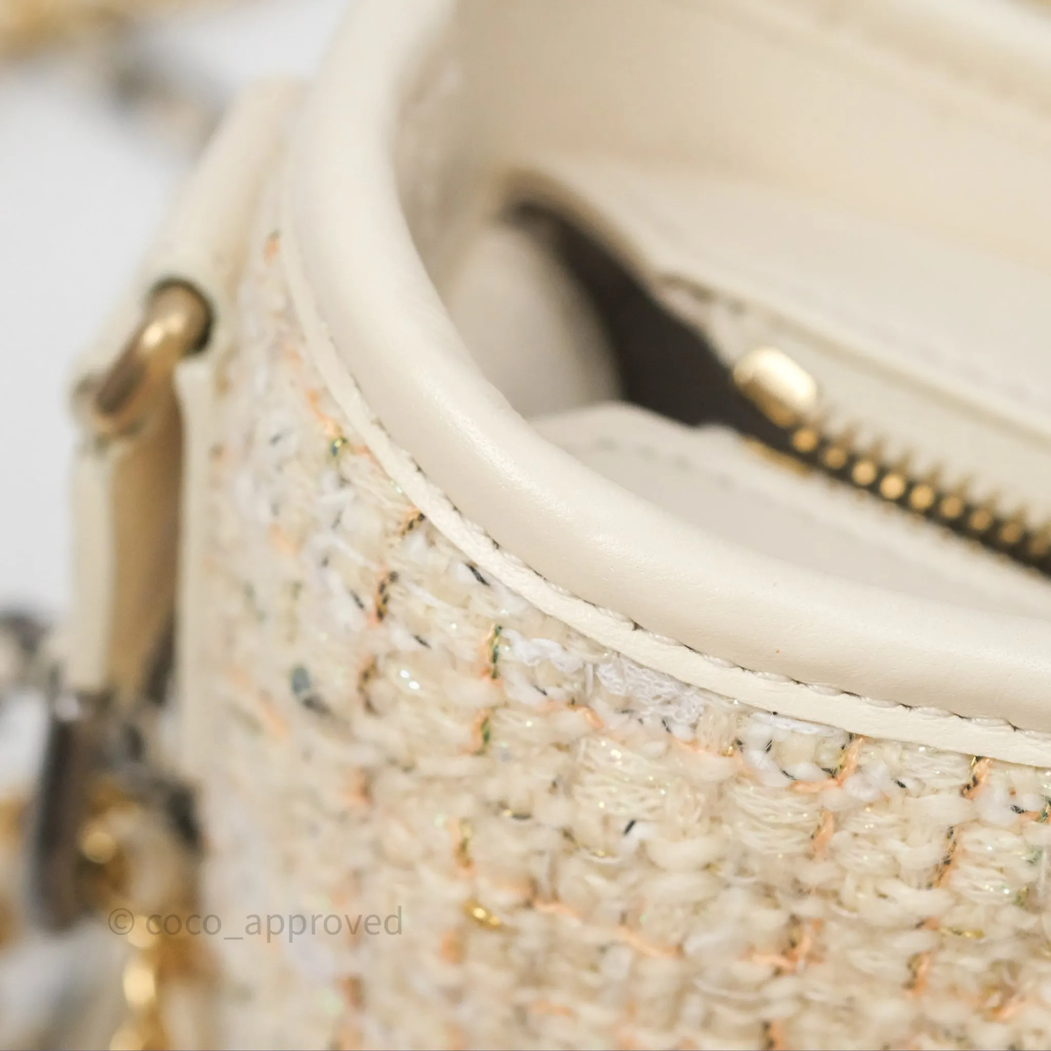 Chanel Small Gabrielle Hobo Quilted Ivory Tweed Aged Calfskin