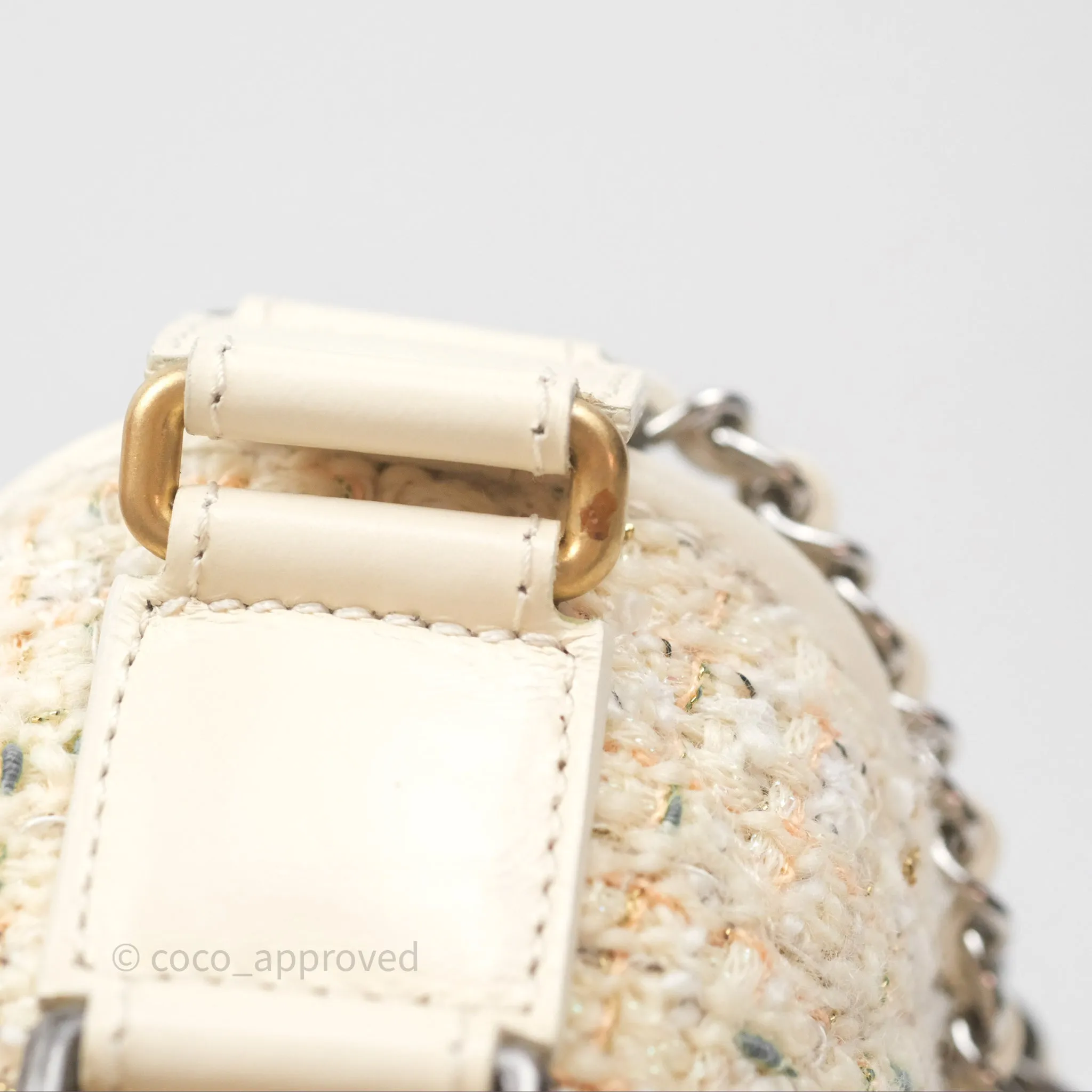 Chanel Small Gabrielle Hobo Quilted Ivory Tweed Aged Calfskin