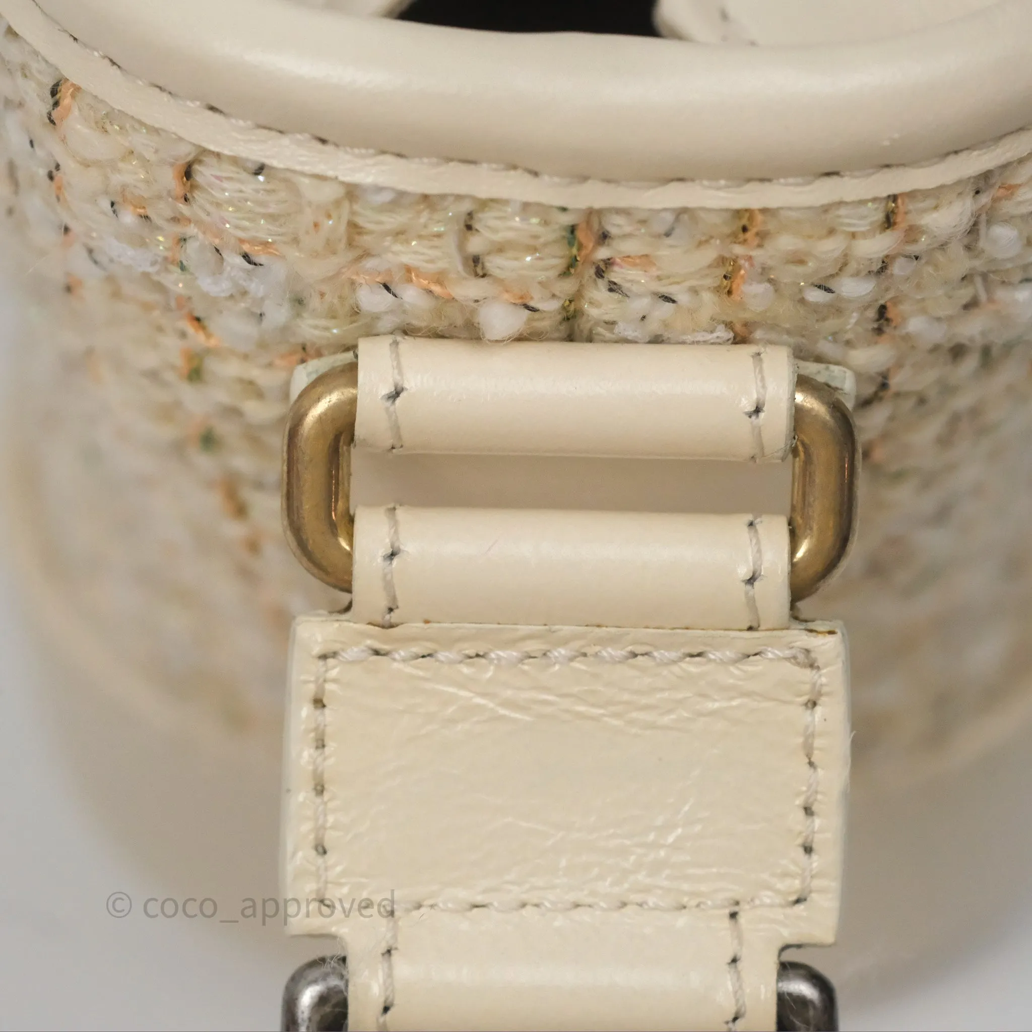 Chanel Small Gabrielle Hobo Quilted Ivory Tweed Aged Calfskin