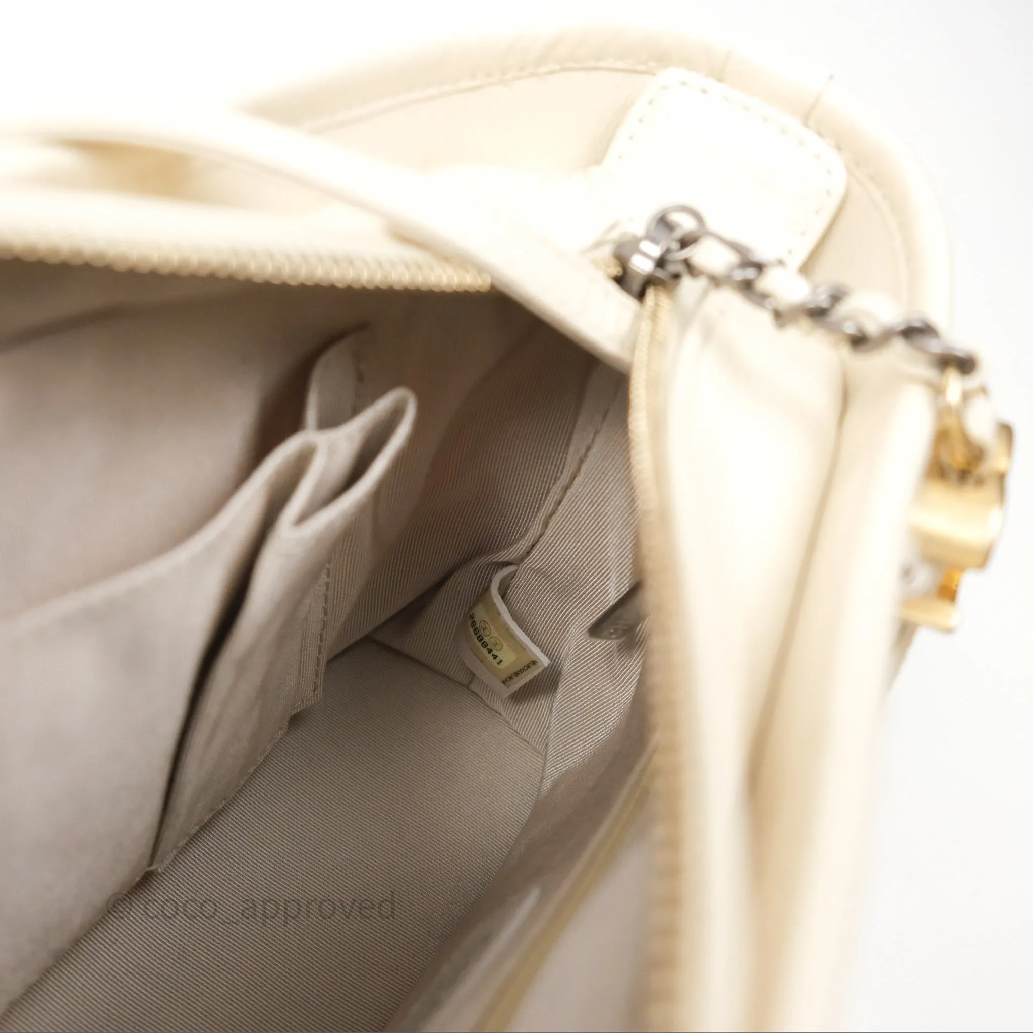 Chanel Small Gabrielle Hobo Quilted Ivory Tweed Aged Calfskin