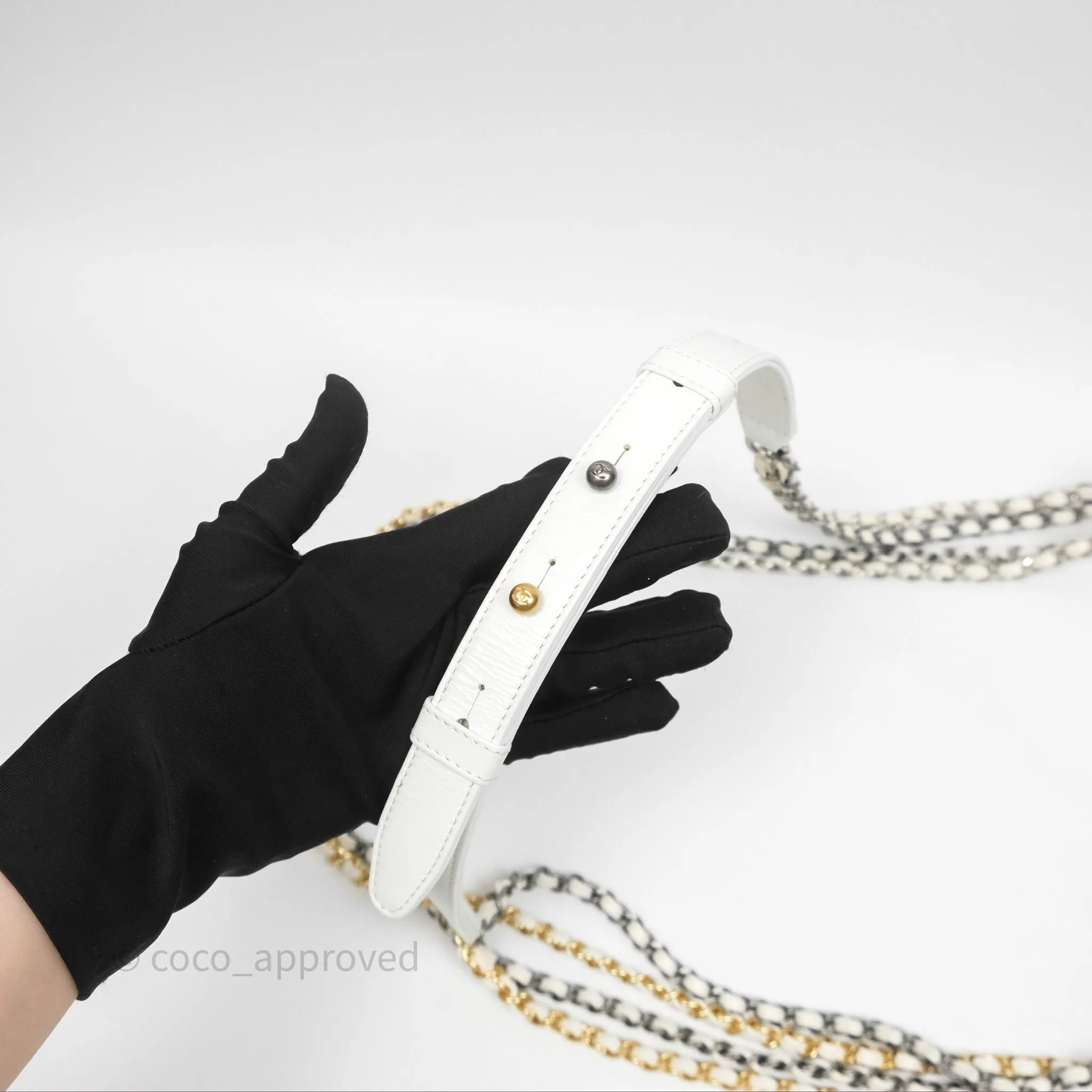 Chanel Small Gabrielle Hobo Quilted White Aged Calfskin