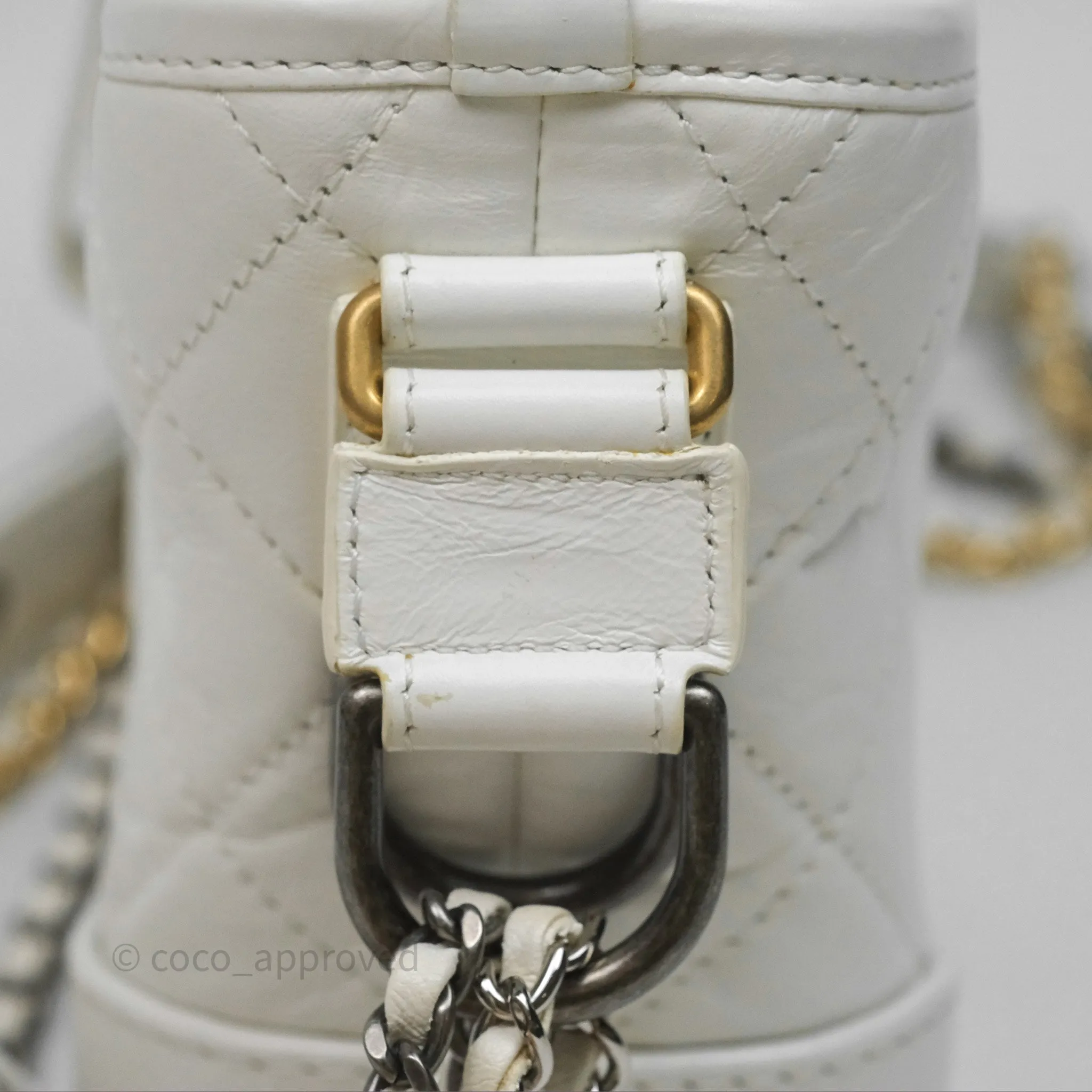 Chanel Small Gabrielle Hobo Quilted White Aged Calfskin
