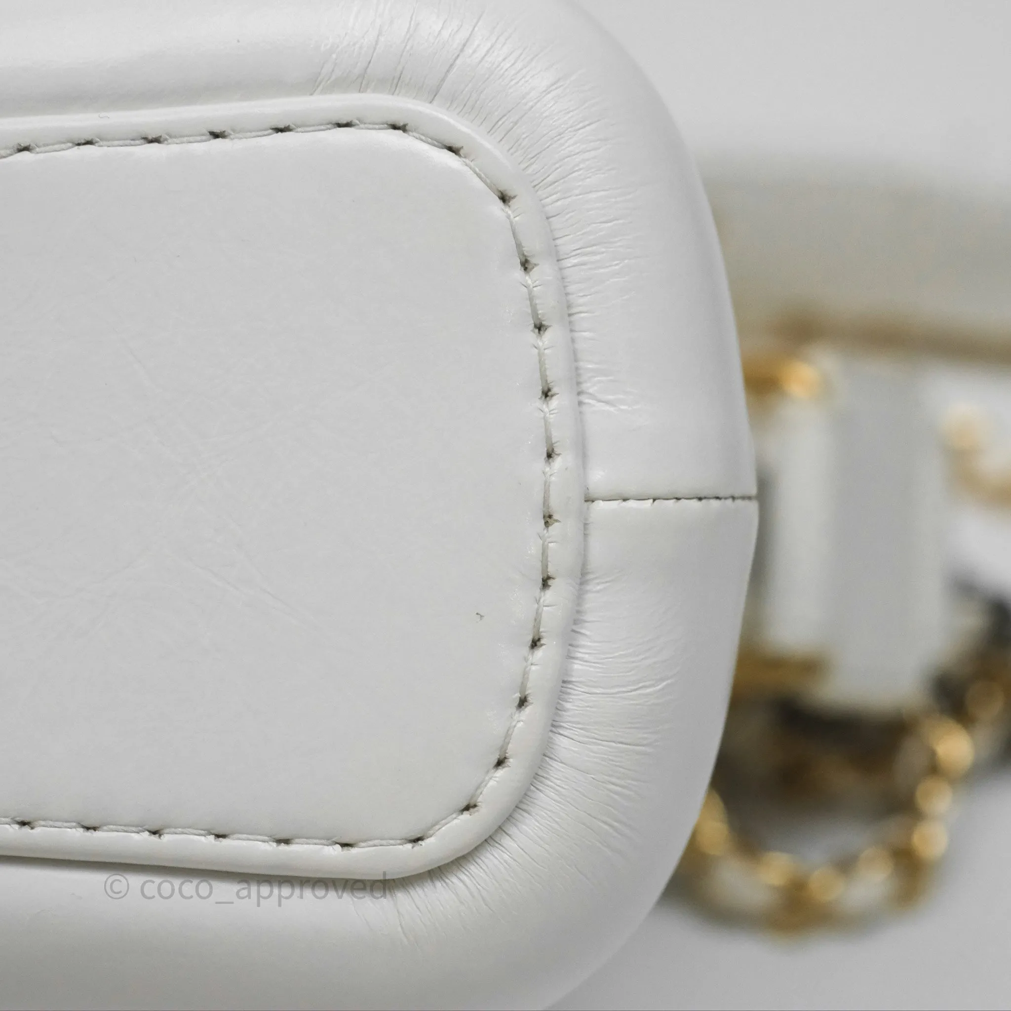 Chanel Small Gabrielle Hobo Quilted White Aged Calfskin
