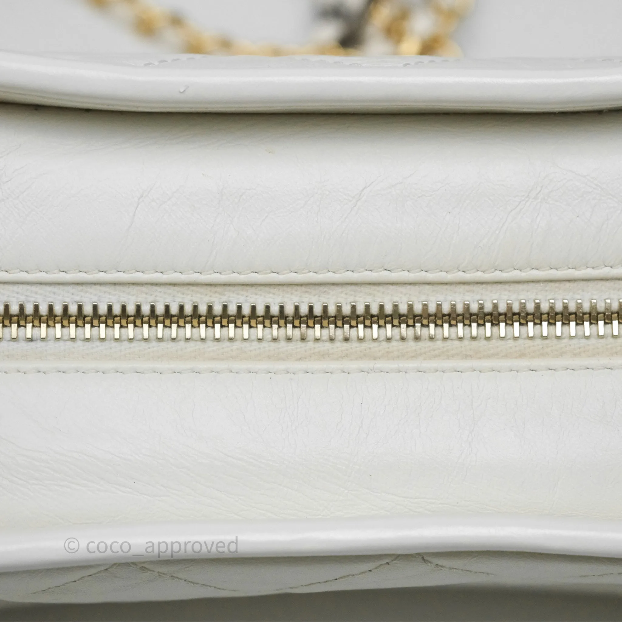Chanel Small Gabrielle Hobo Quilted White Aged Calfskin