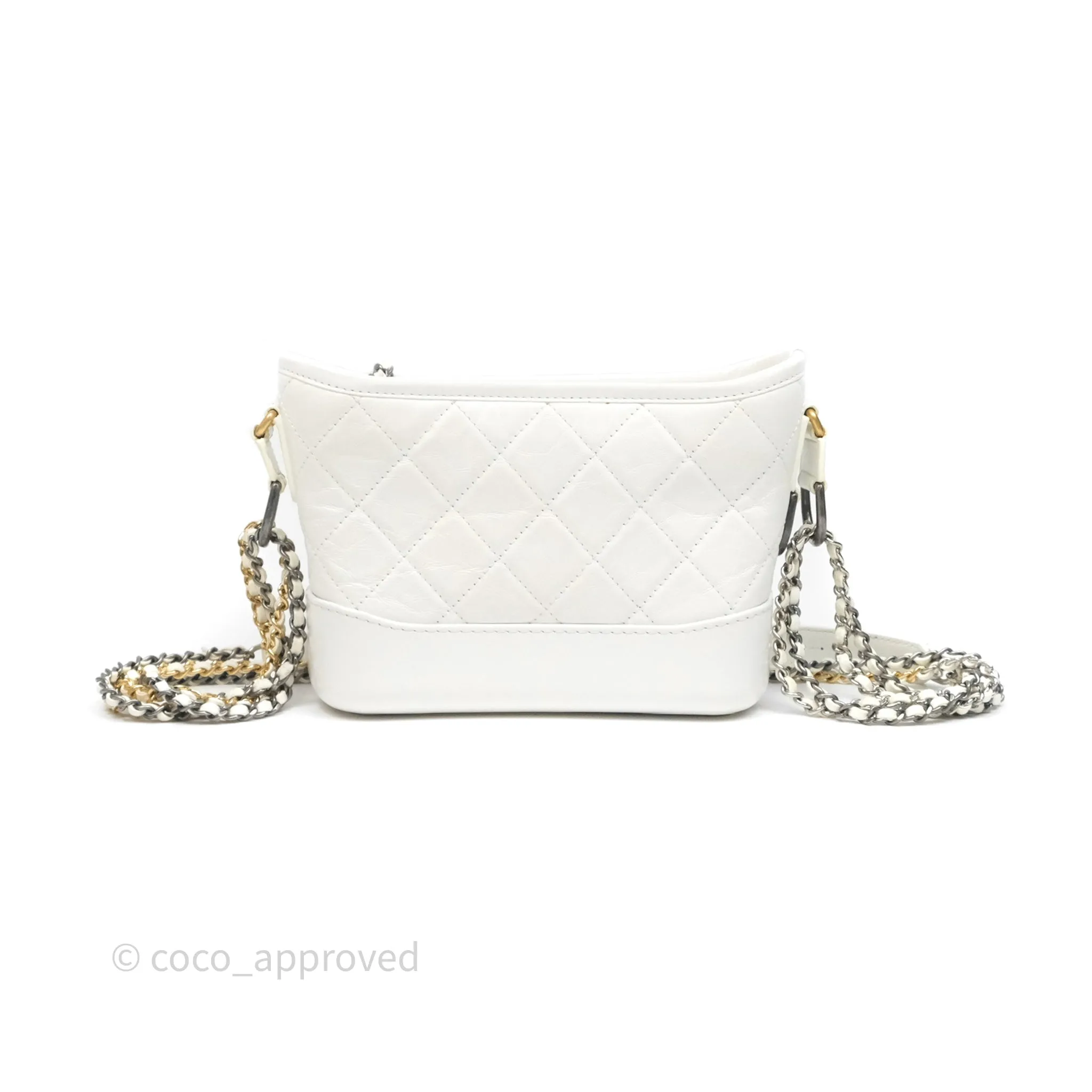 Chanel Small Gabrielle Hobo Quilted White Aged Calfskin