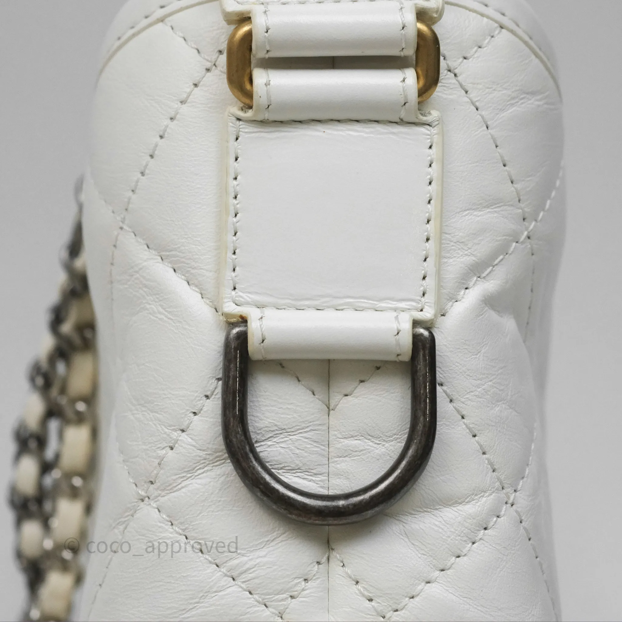 Chanel Small Gabrielle Hobo Quilted White Aged Calfskin