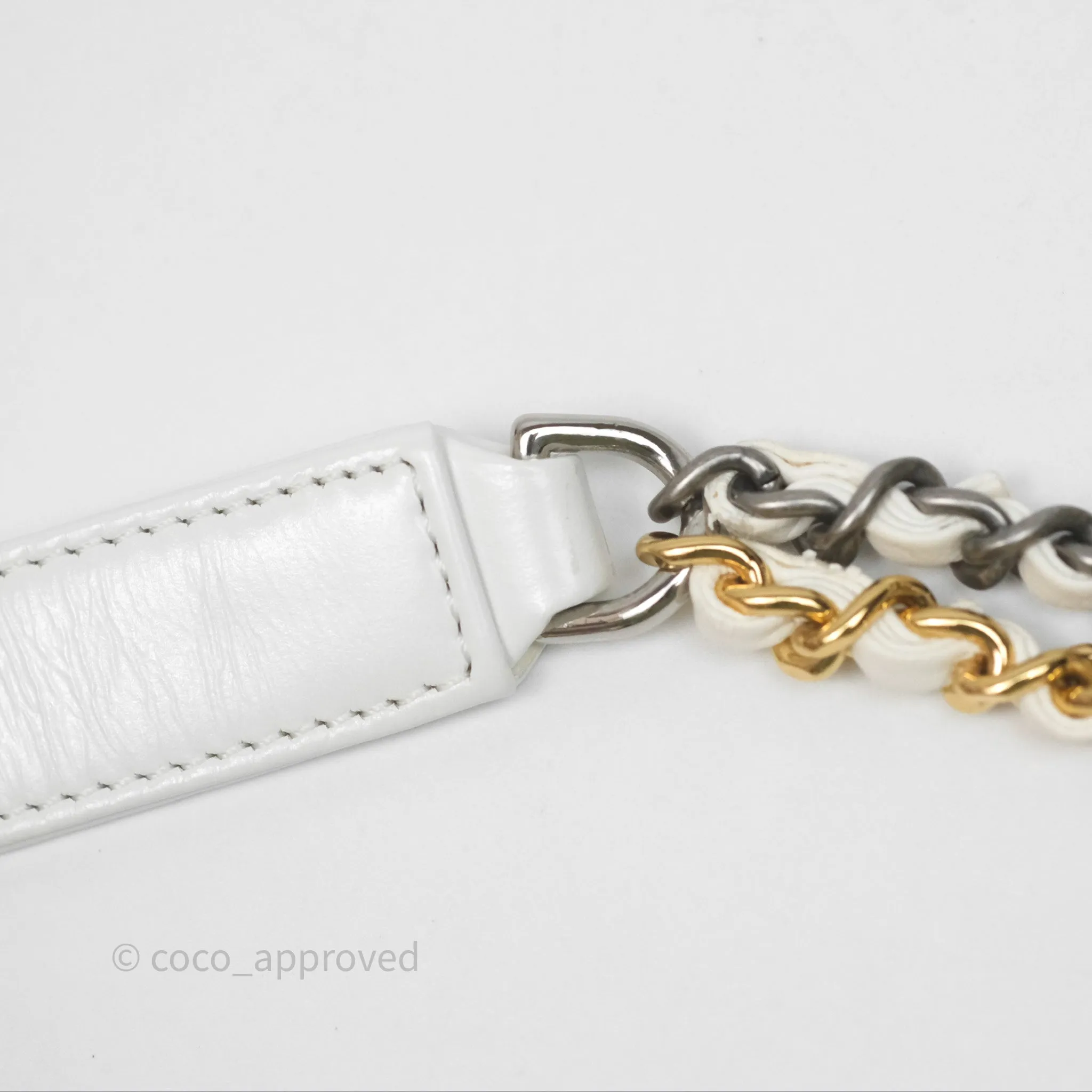 Chanel Small Gabrielle Hobo Quilted White Aged Calfskin