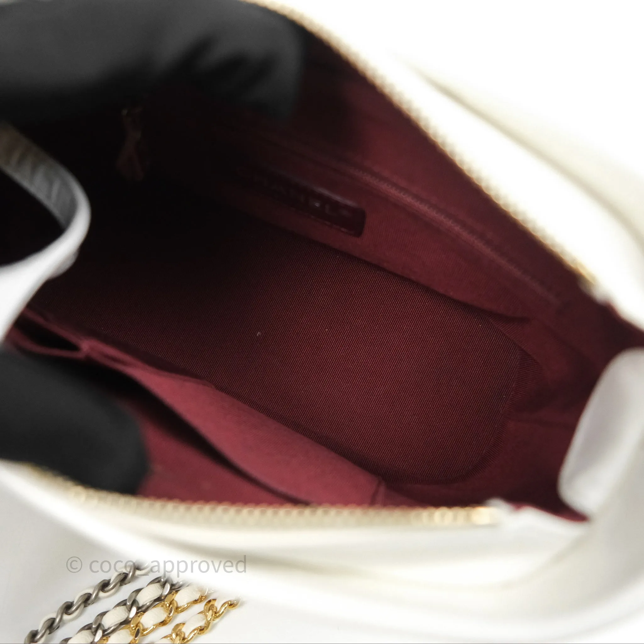 Chanel Small Gabrielle Hobo Quilted White Aged Calfskin