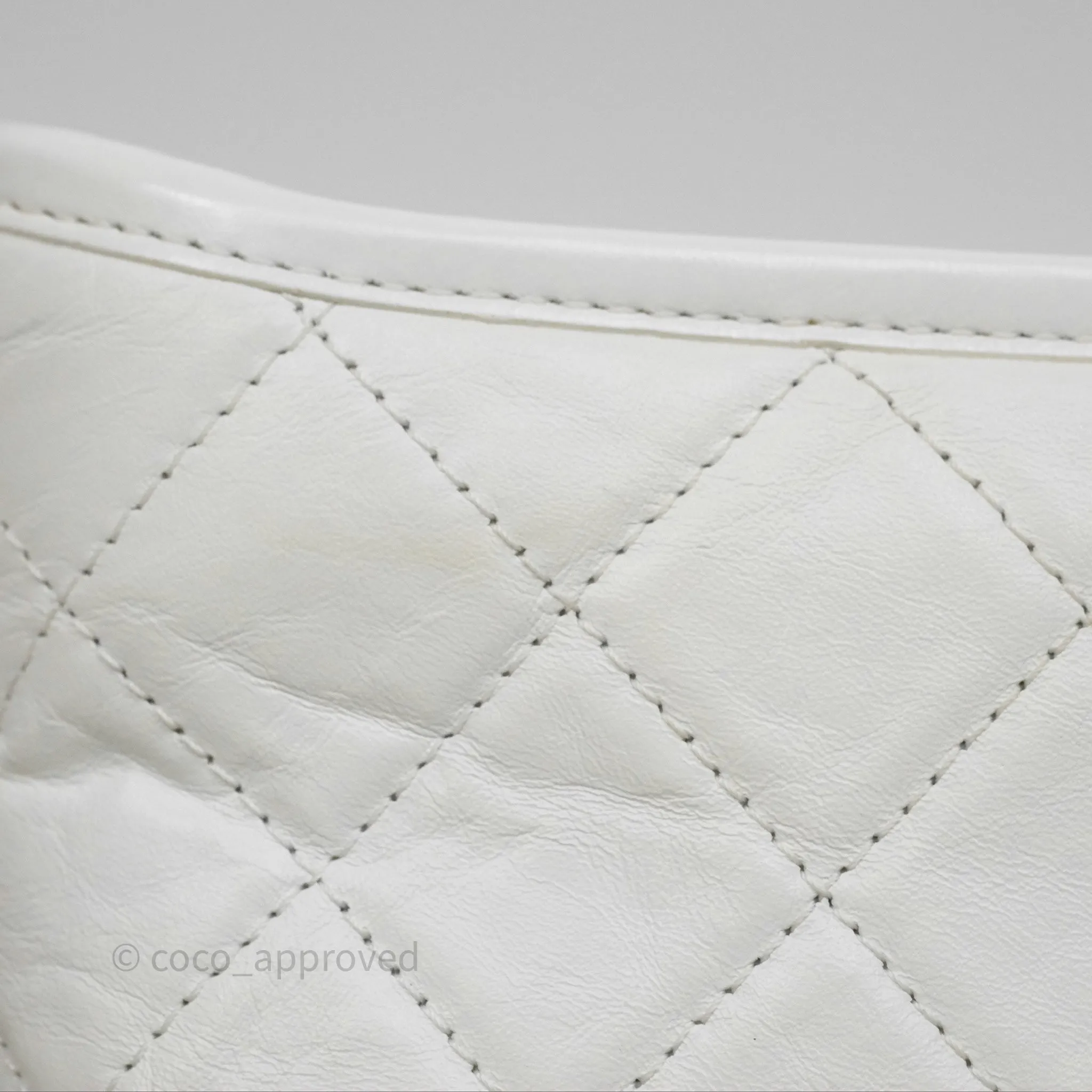 Chanel Small Gabrielle Hobo Quilted White Aged Calfskin