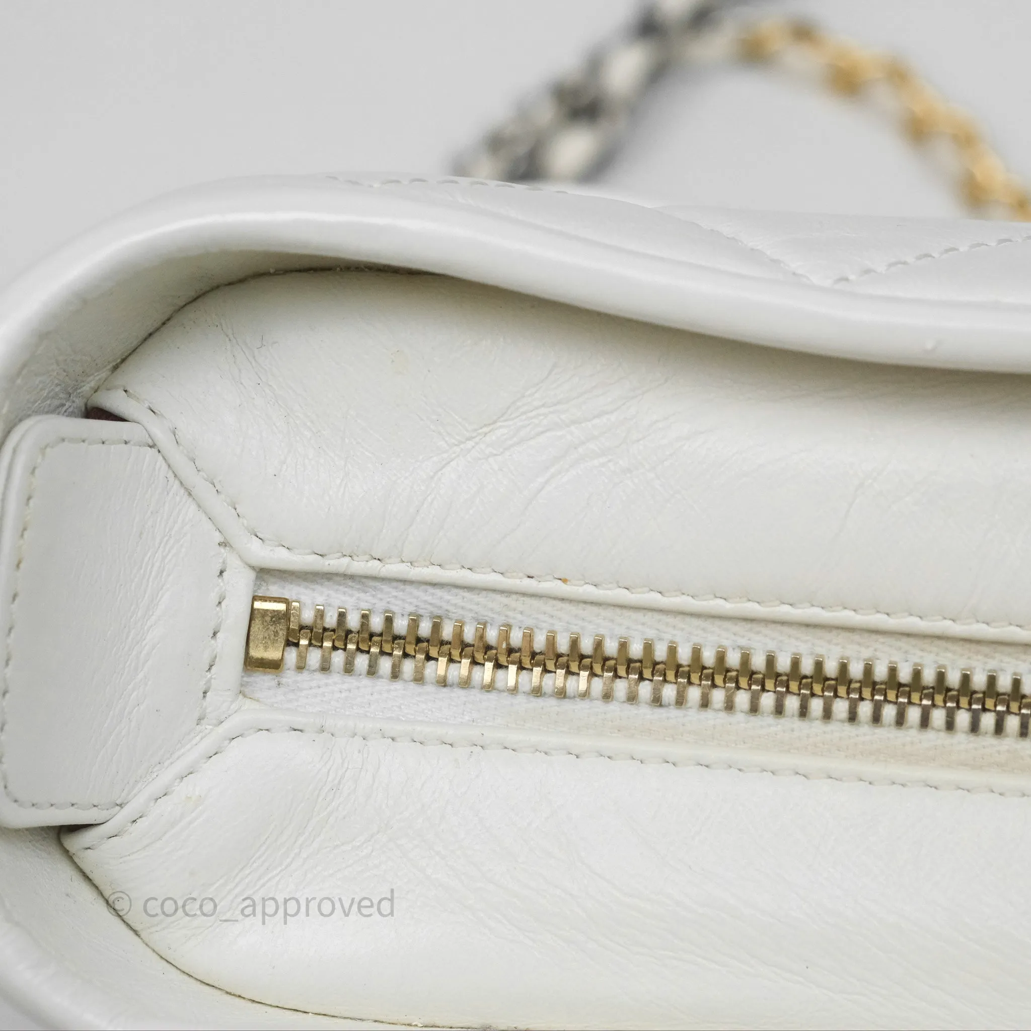Chanel Small Gabrielle Hobo Quilted White Aged Calfskin