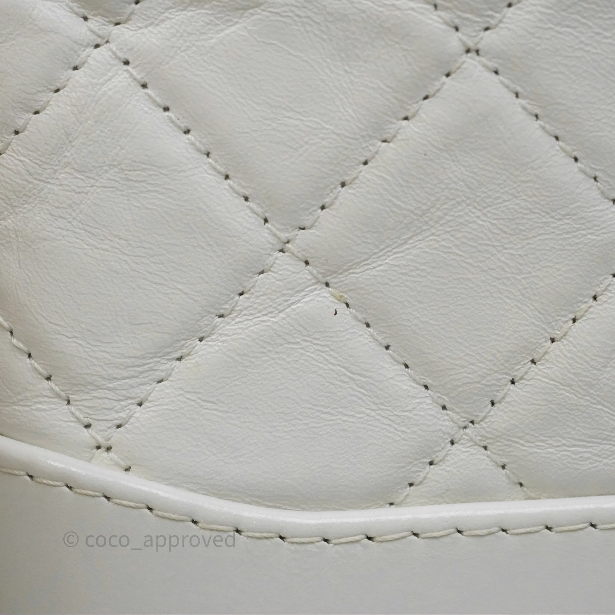 Chanel Small Gabrielle Hobo Quilted White Aged Calfskin