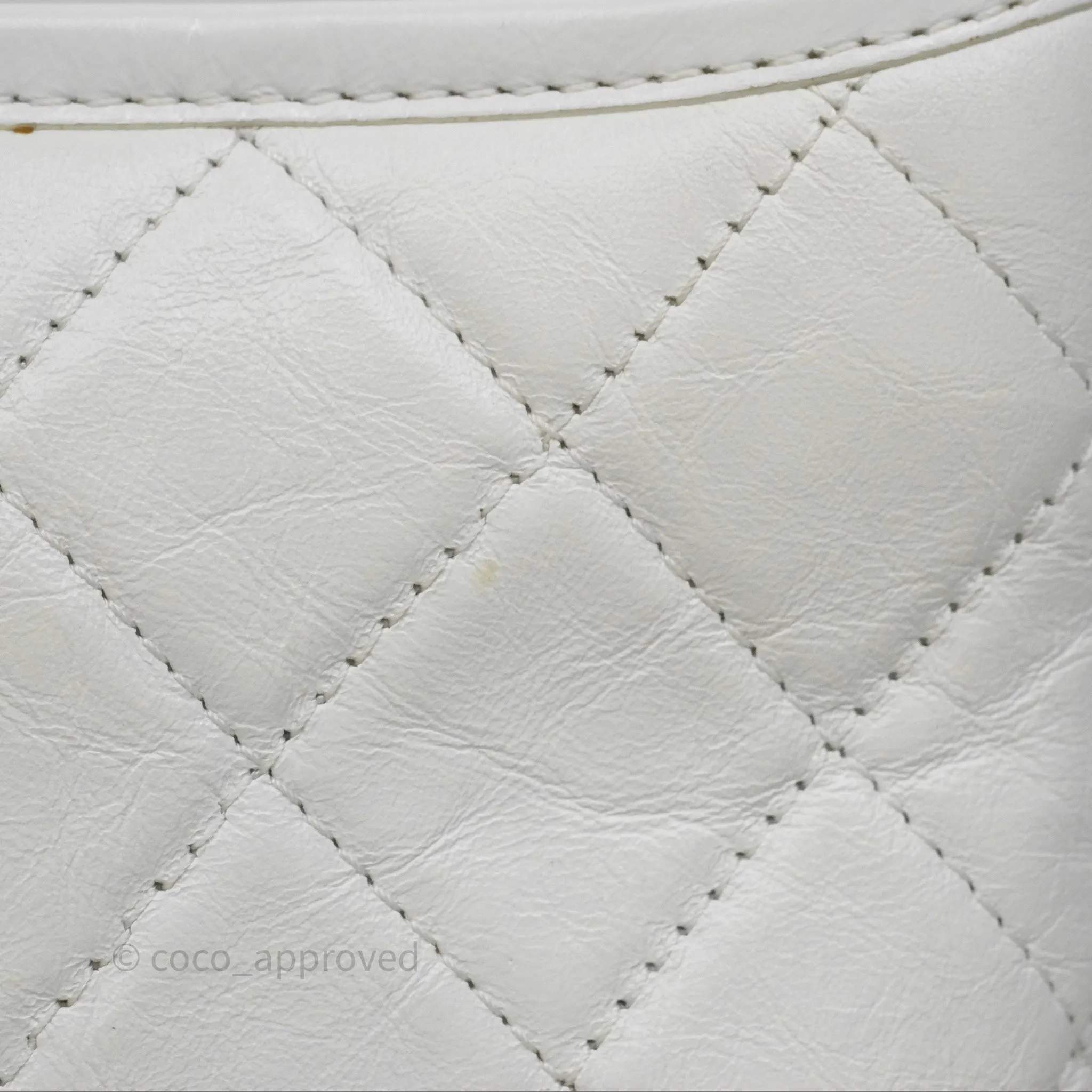 Chanel Small Gabrielle Hobo Quilted White Aged Calfskin