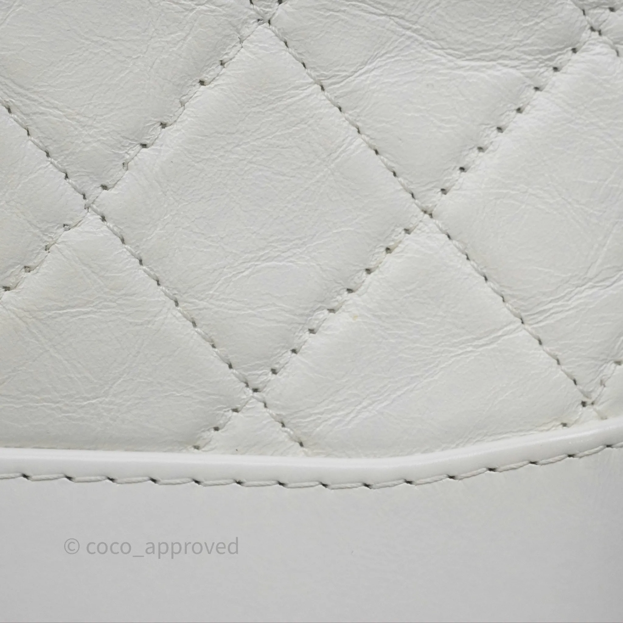Chanel Small Gabrielle Hobo Quilted White Aged Calfskin