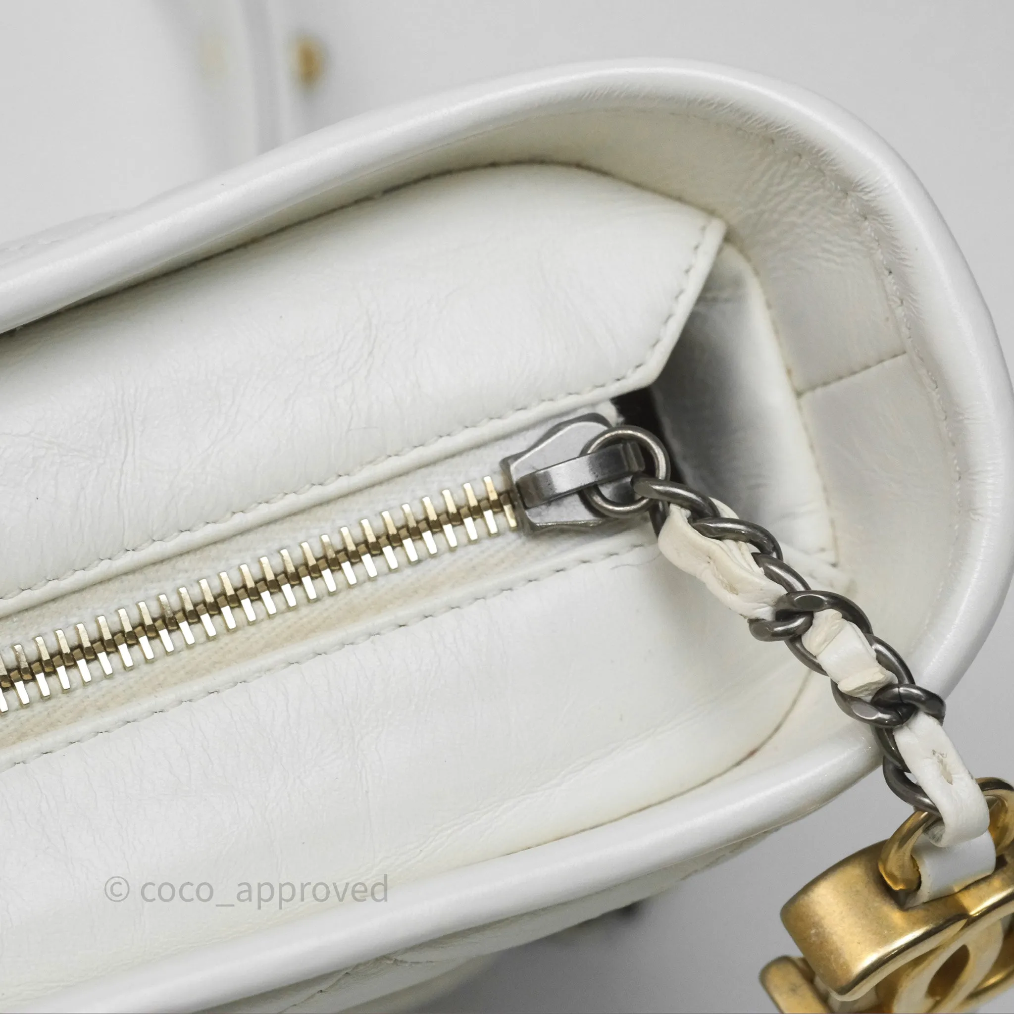 Chanel Small Gabrielle Hobo Quilted White Aged Calfskin