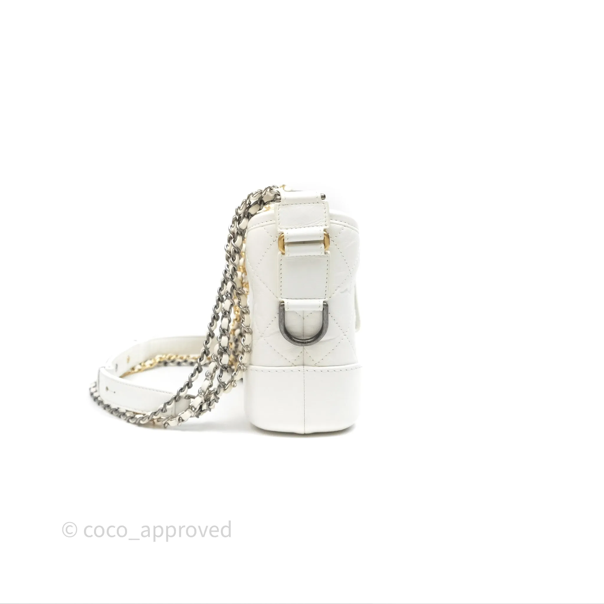Chanel Small Gabrielle Hobo Quilted White Aged Calfskin