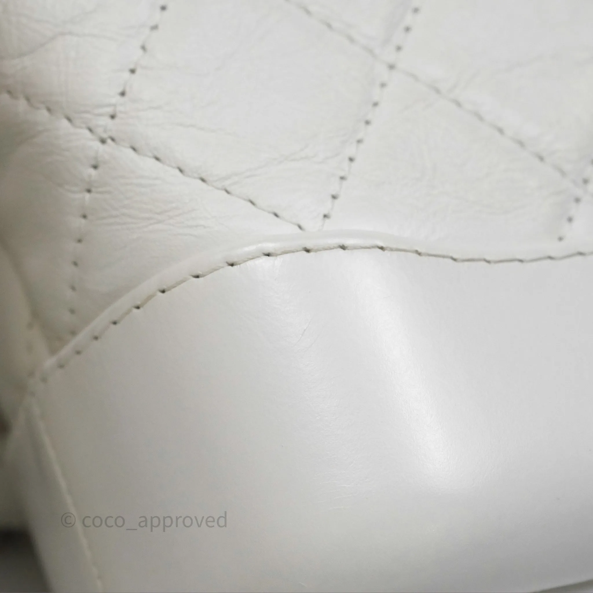 Chanel Small Gabrielle Hobo Quilted White Aged Calfskin