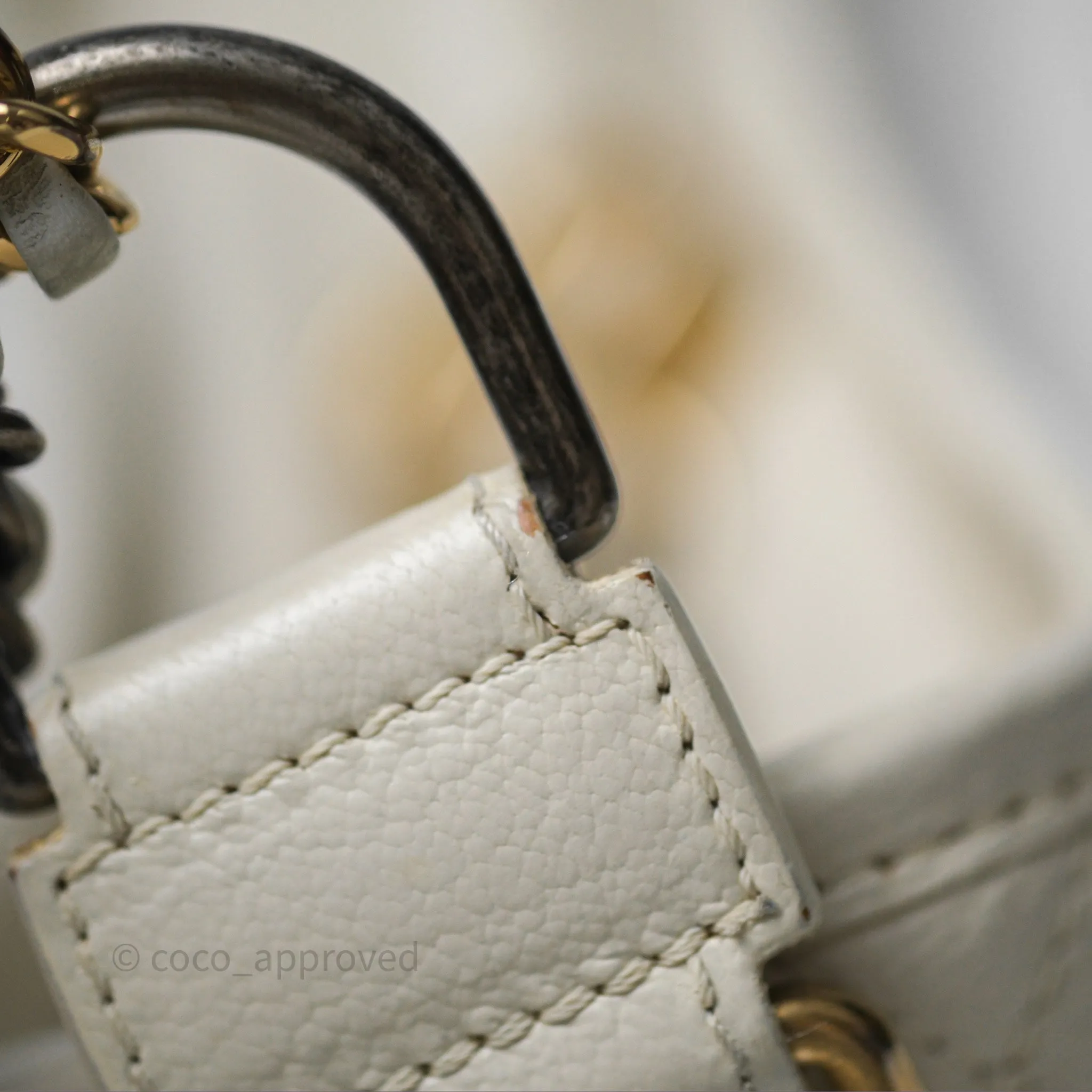 Chanel Small Gabrielle Hobo White Patent Goatskin Mixed Hardware