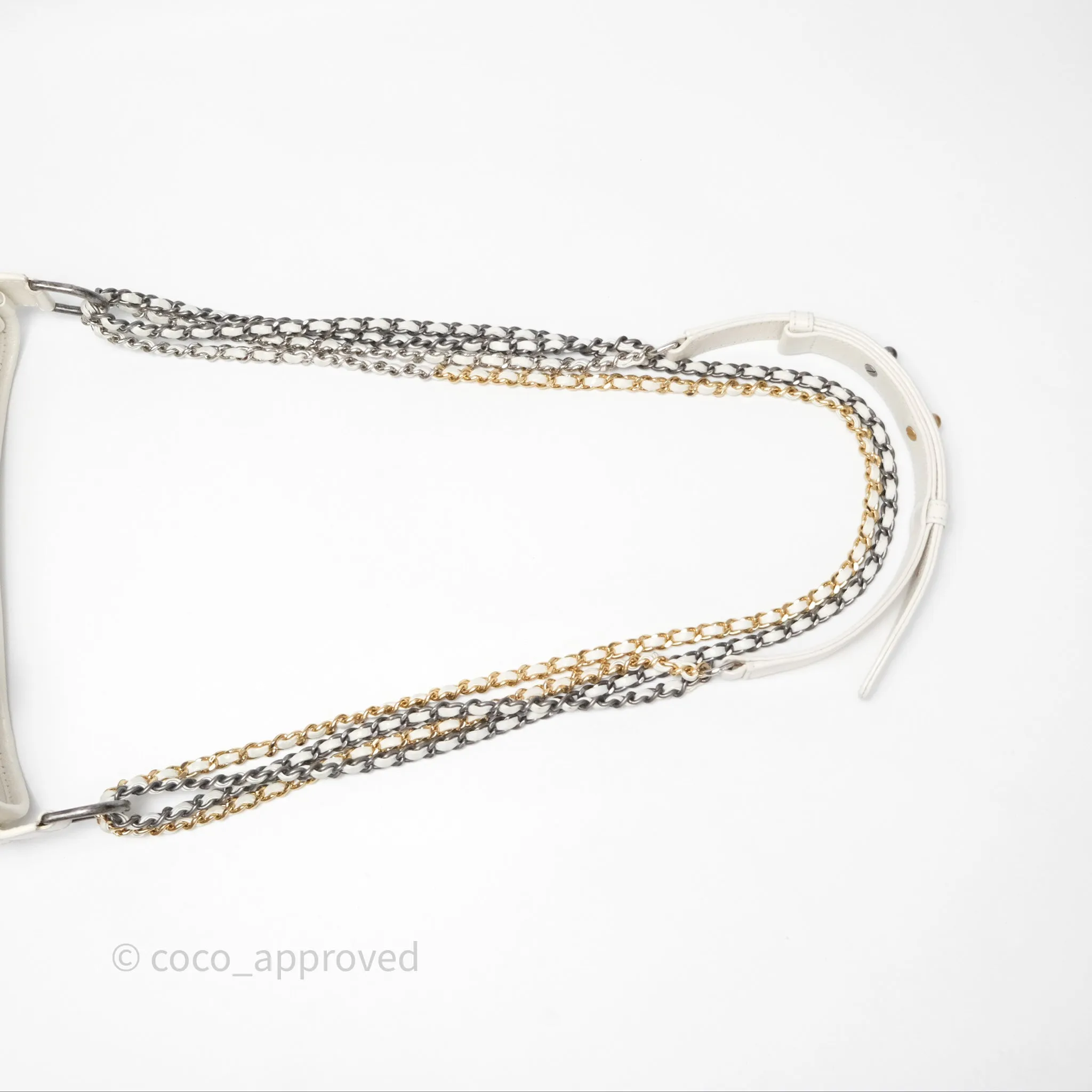 Chanel Small Gabrielle Hobo White Patent Goatskin Mixed Hardware
