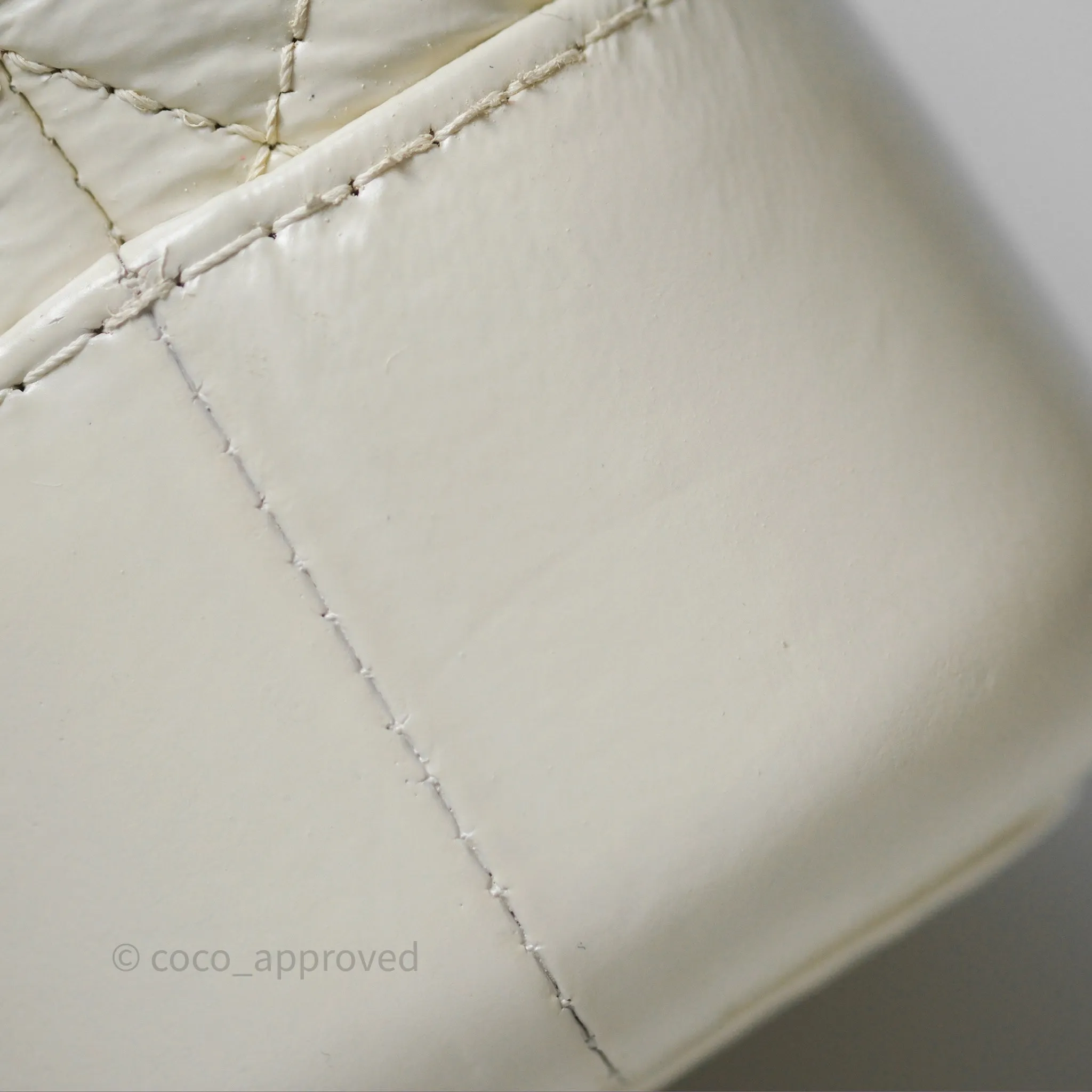 Chanel Small Gabrielle Hobo White Patent Goatskin Mixed Hardware