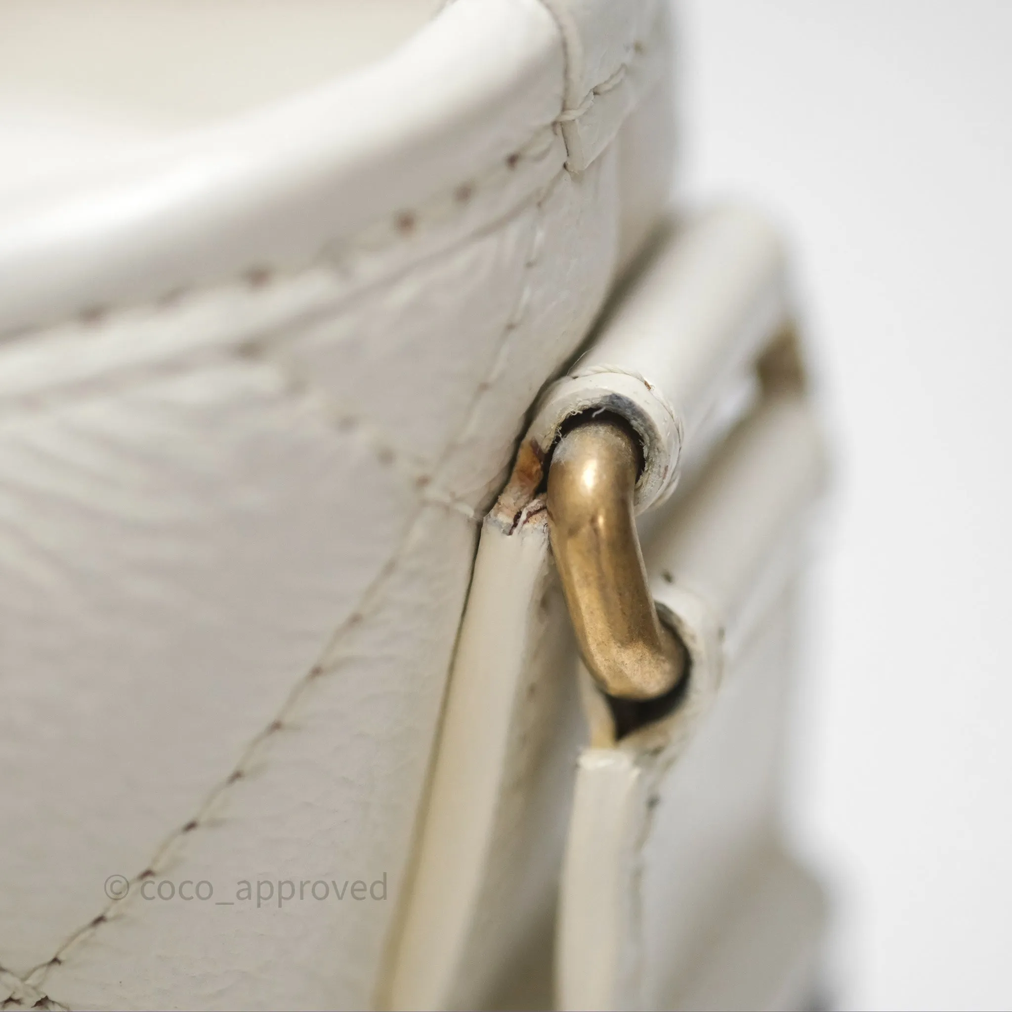 Chanel Small Gabrielle Hobo White Patent Goatskin Mixed Hardware