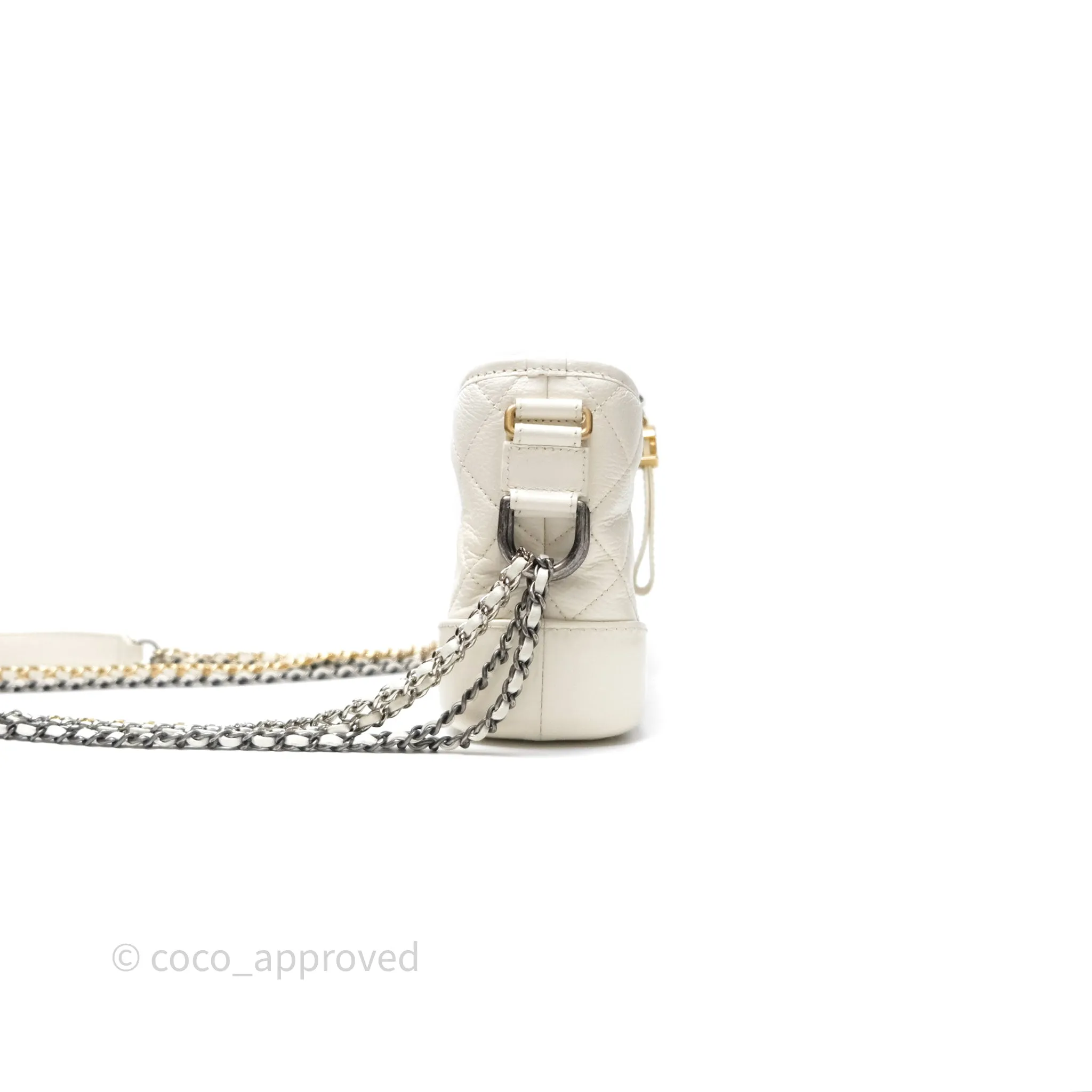 Chanel Small Gabrielle Hobo White Patent Goatskin Mixed Hardware
