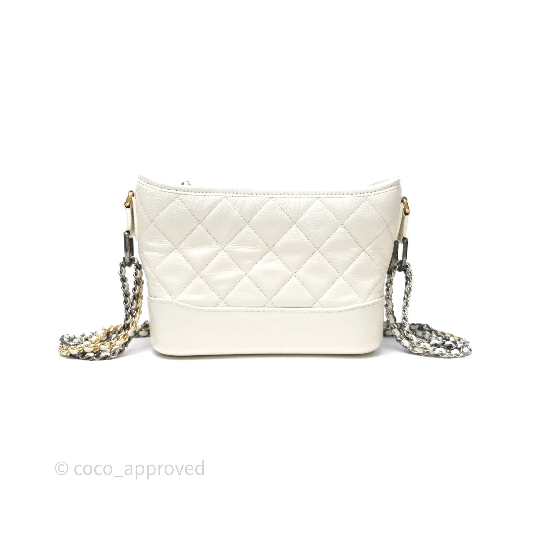 Chanel Small Gabrielle Hobo White Patent Goatskin Mixed Hardware