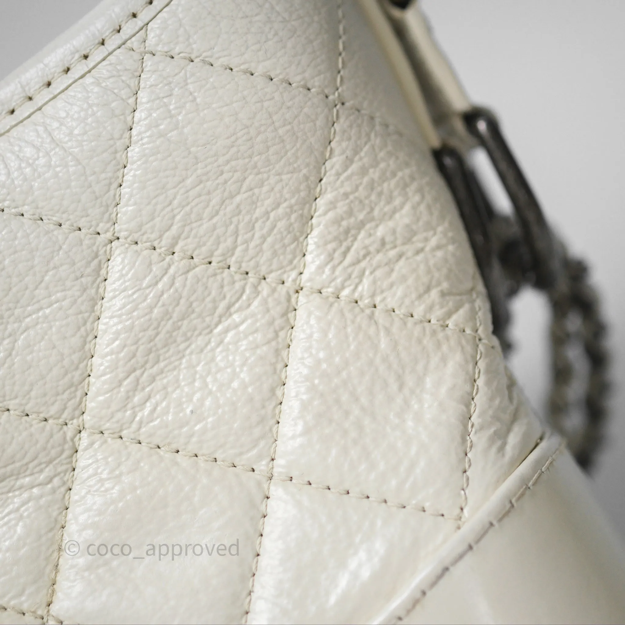 Chanel Small Gabrielle Hobo White Patent Goatskin Mixed Hardware